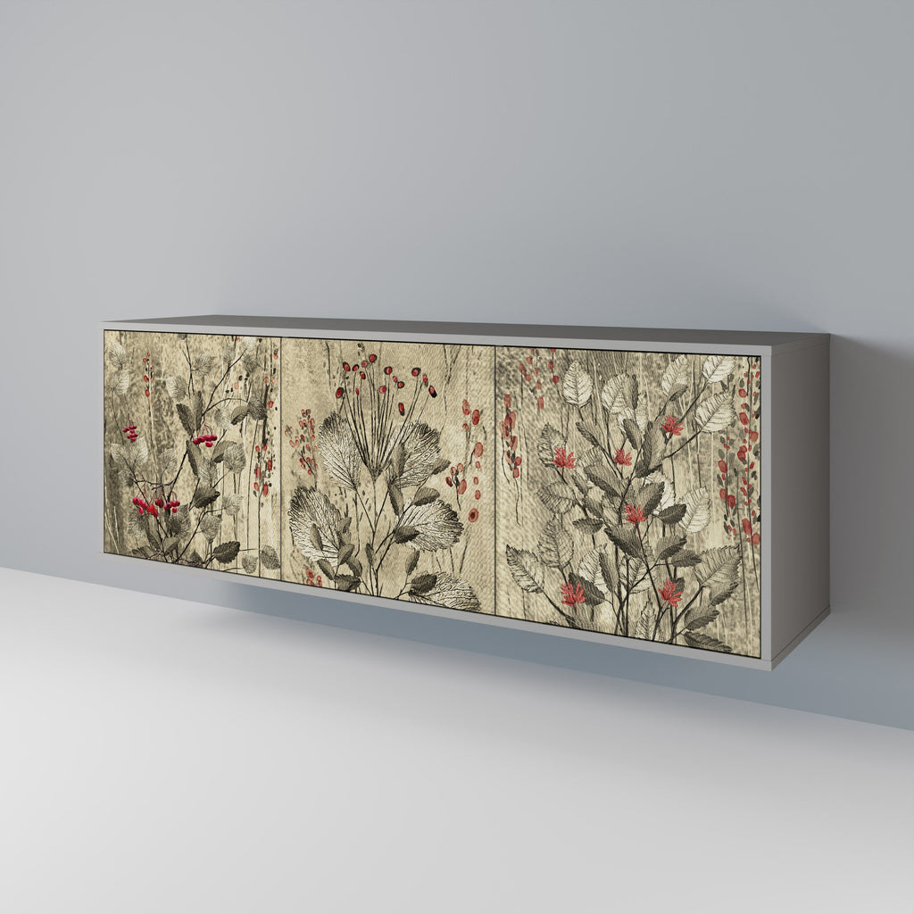 HERBAL GRACE 3-türiges Sideboard in grauem Finish
