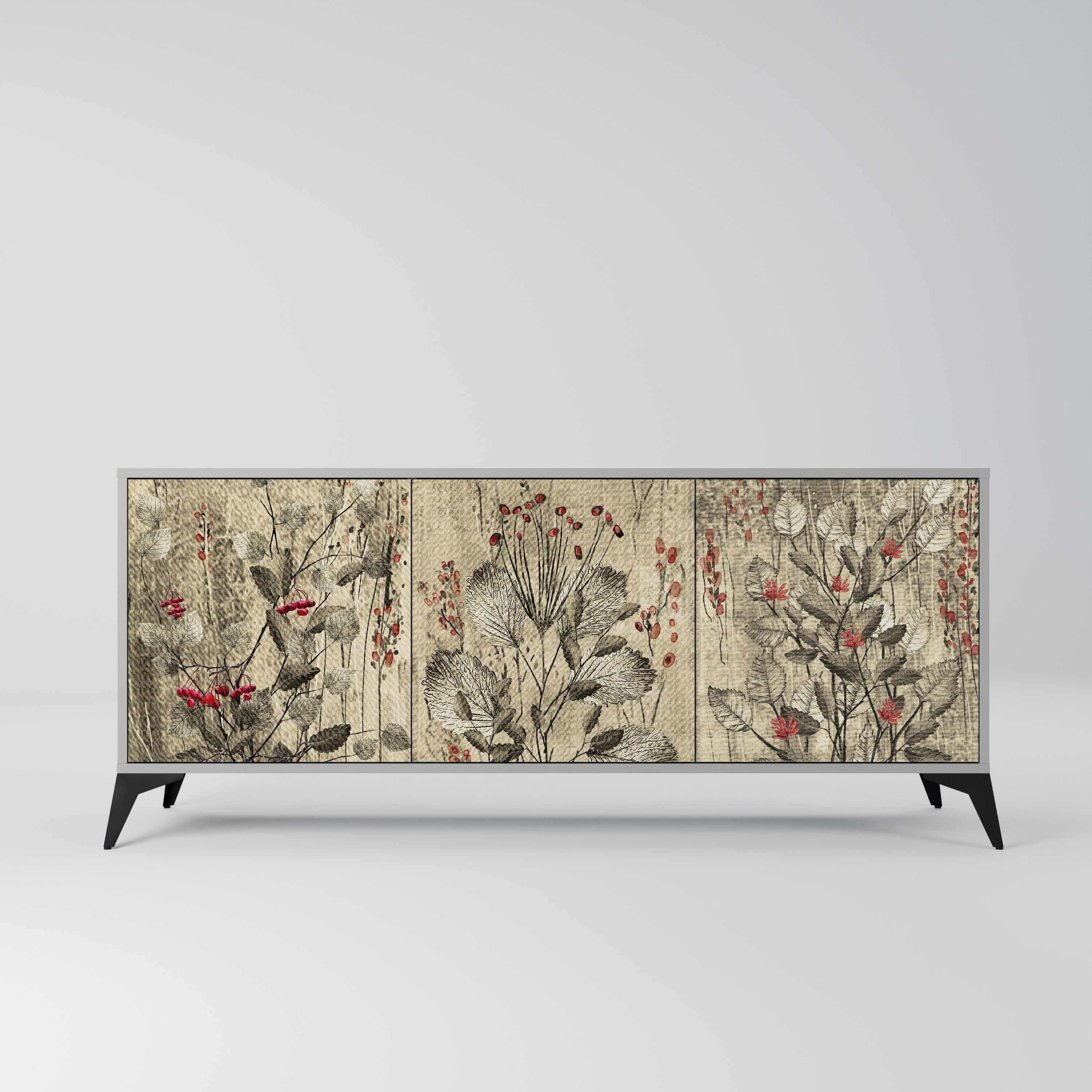 HERBAL GRACE 3-türiges Sideboard in grauem Finish