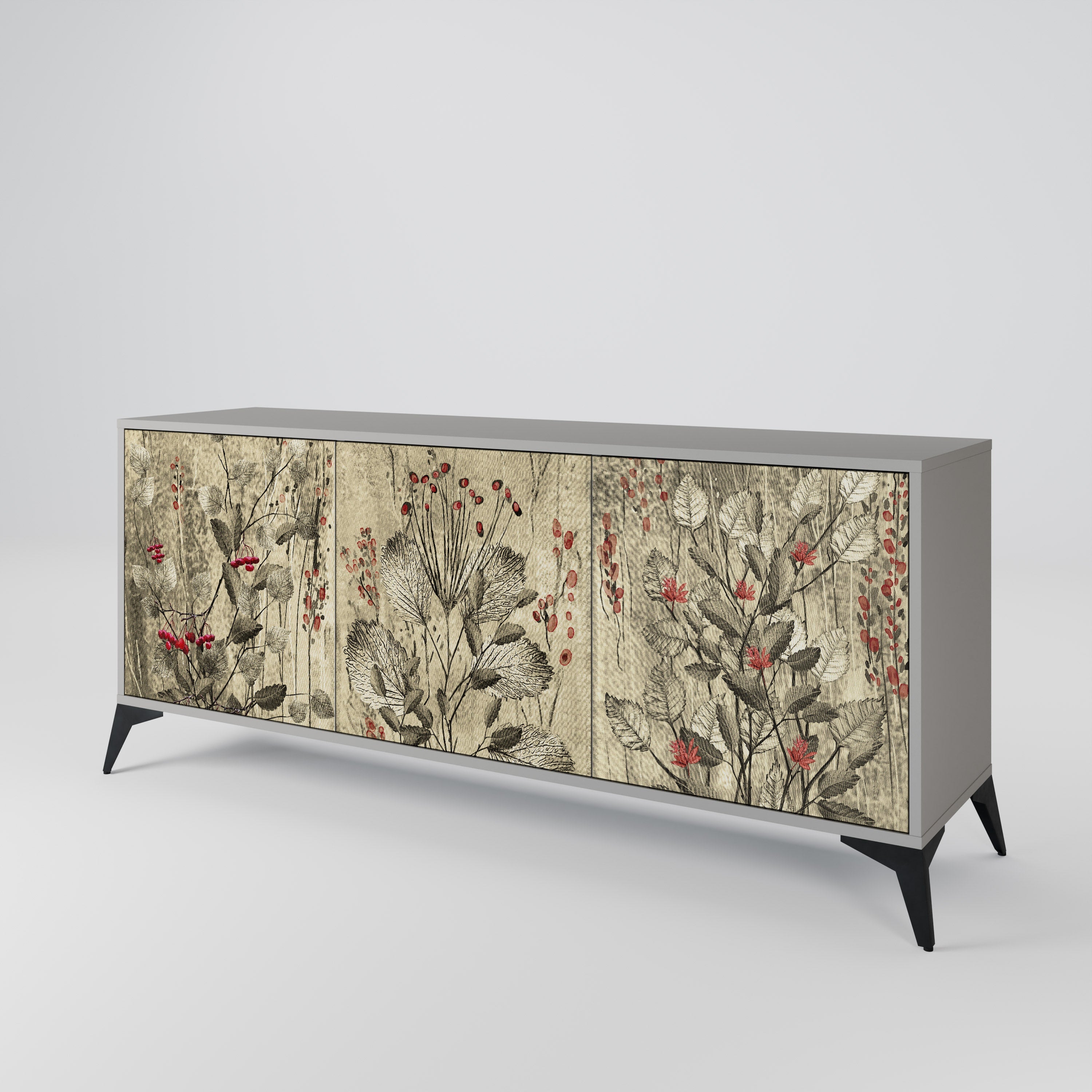 HERBAL GRACE 3-türiges Sideboard in grauem Finish