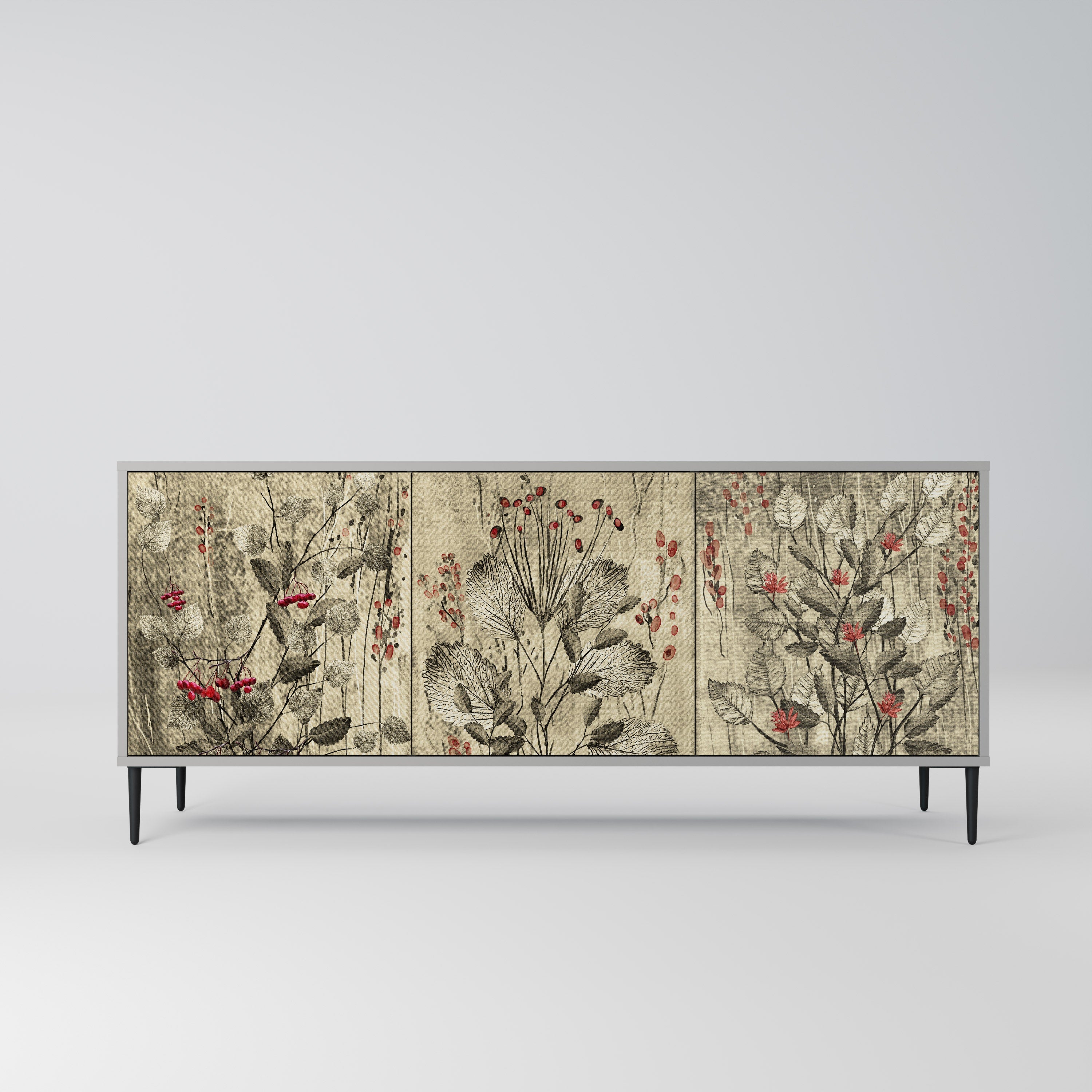 HERBAL GRACE 3-türiges Sideboard in grauem Finish