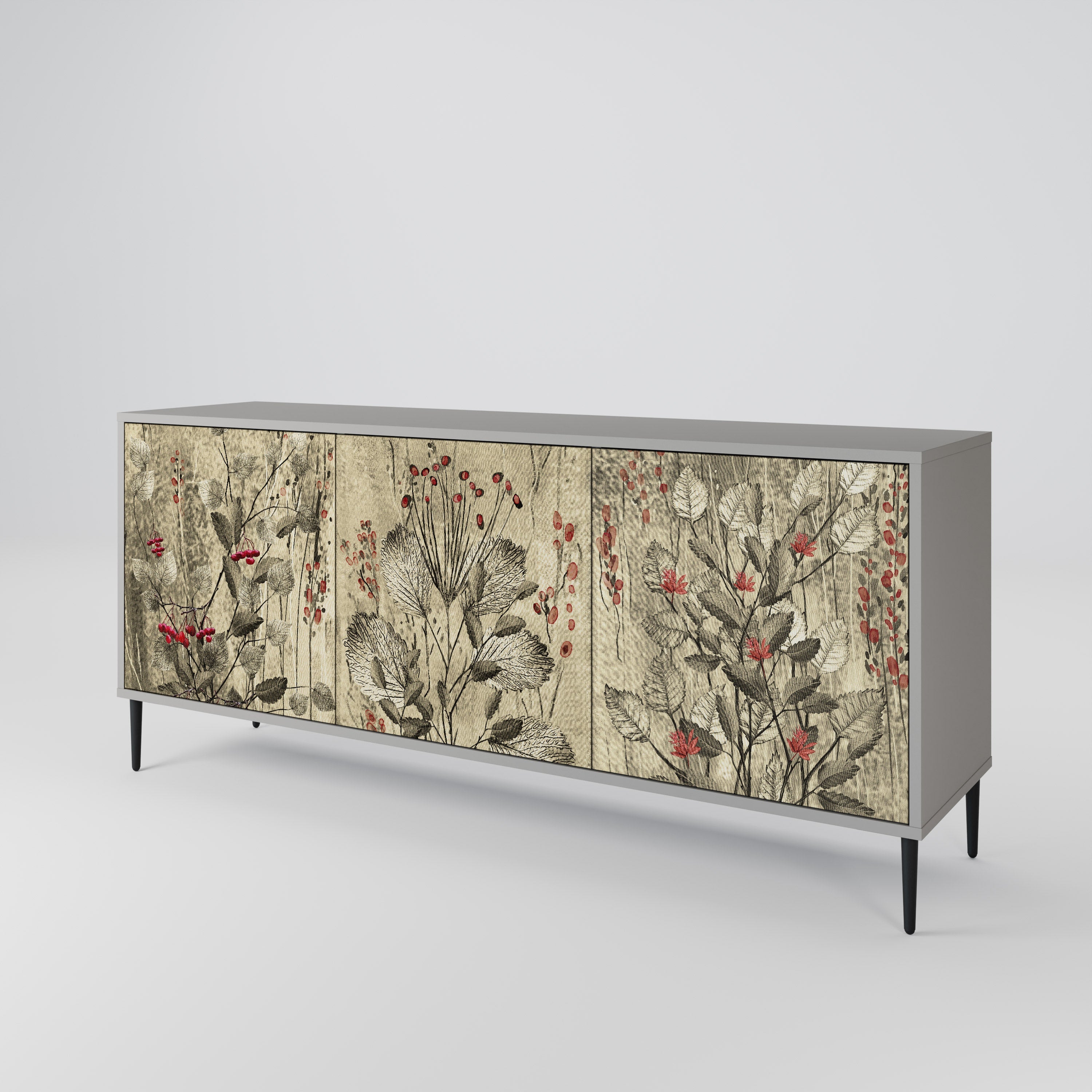HERBAL GRACE 3-türiges Sideboard in grauem Finish