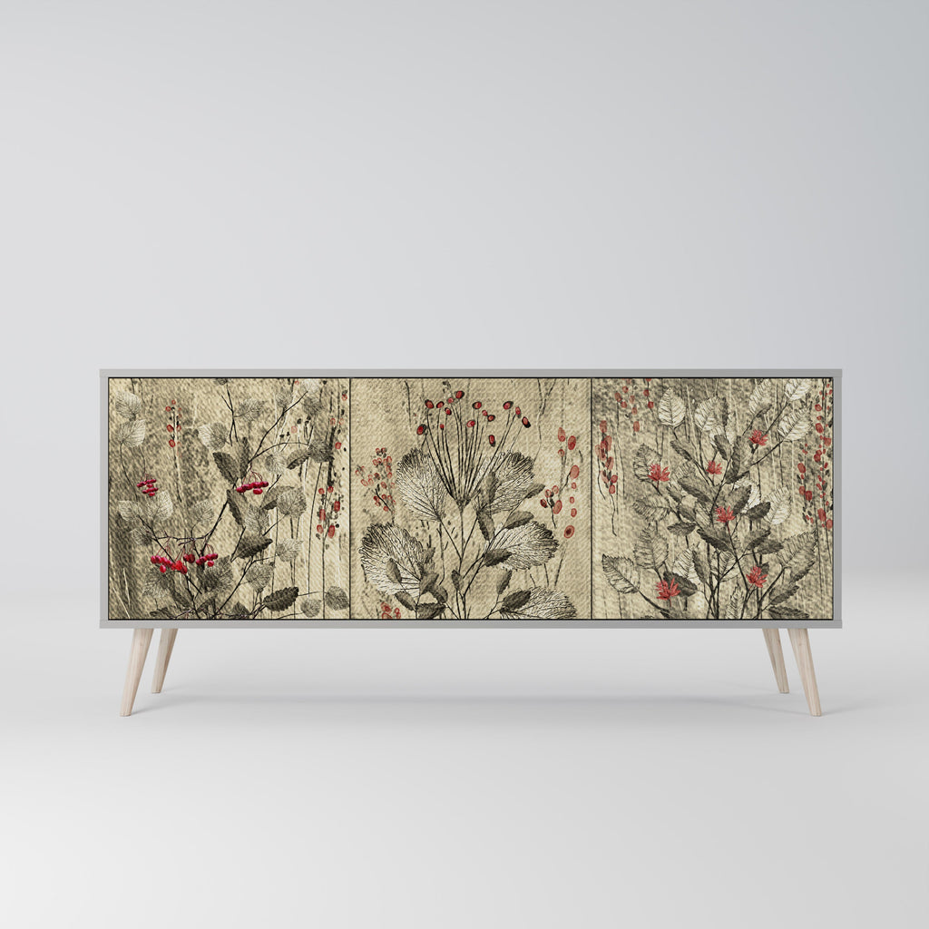 HERBAL GRACE 3-türiges Sideboard in grauem Finish