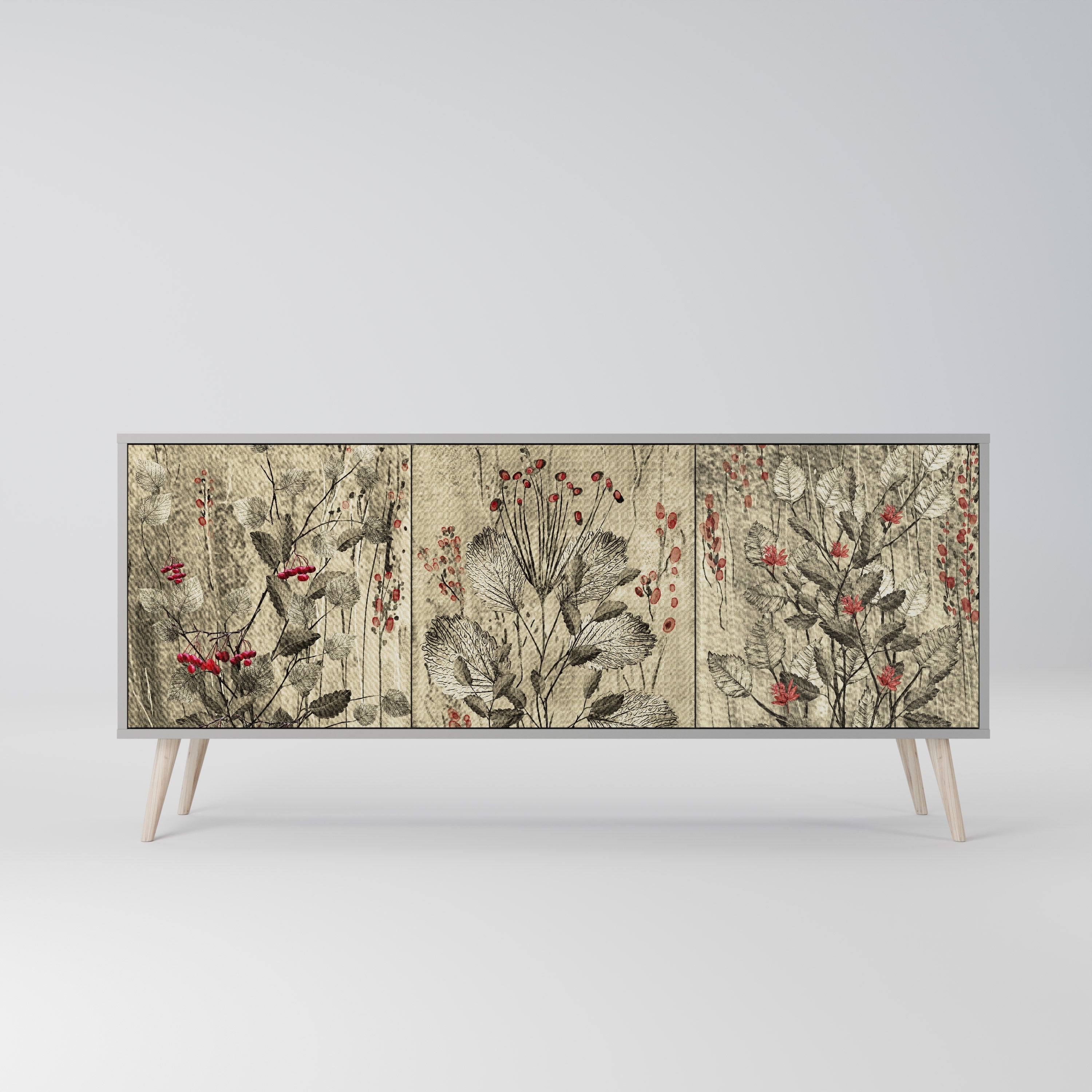 HERBAL GRACE 3-türiges Sideboard in grauem Finish