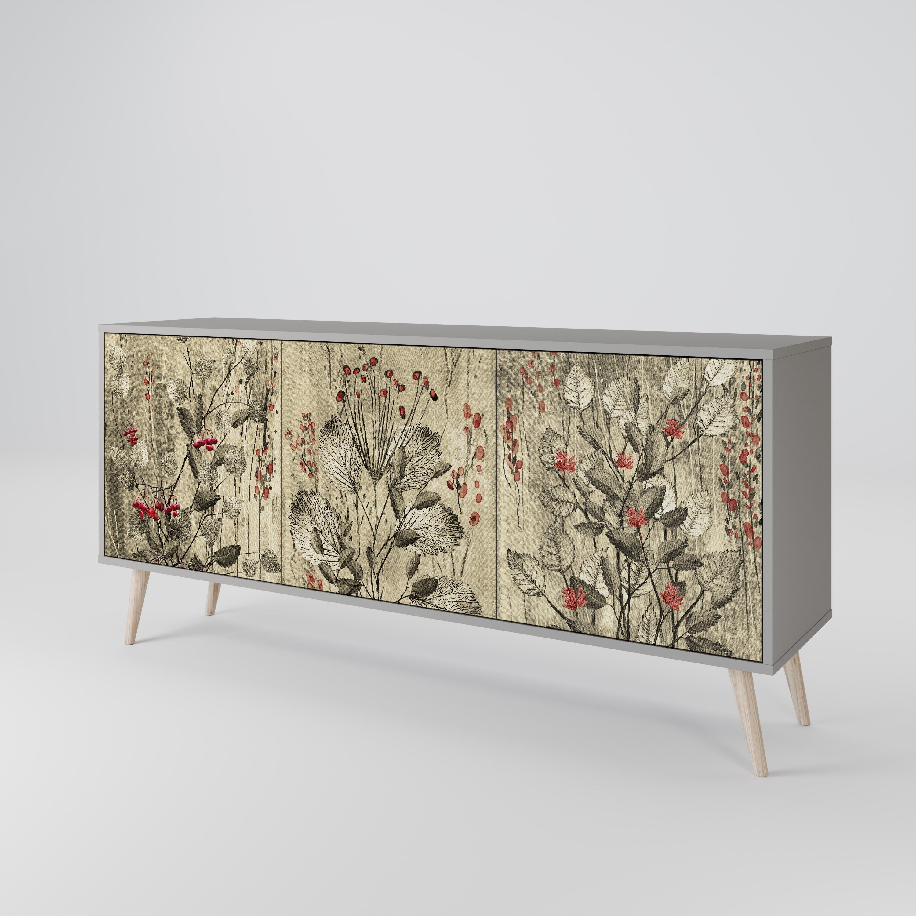 HERBAL GRACE 3-türiges Sideboard in grauem Finish