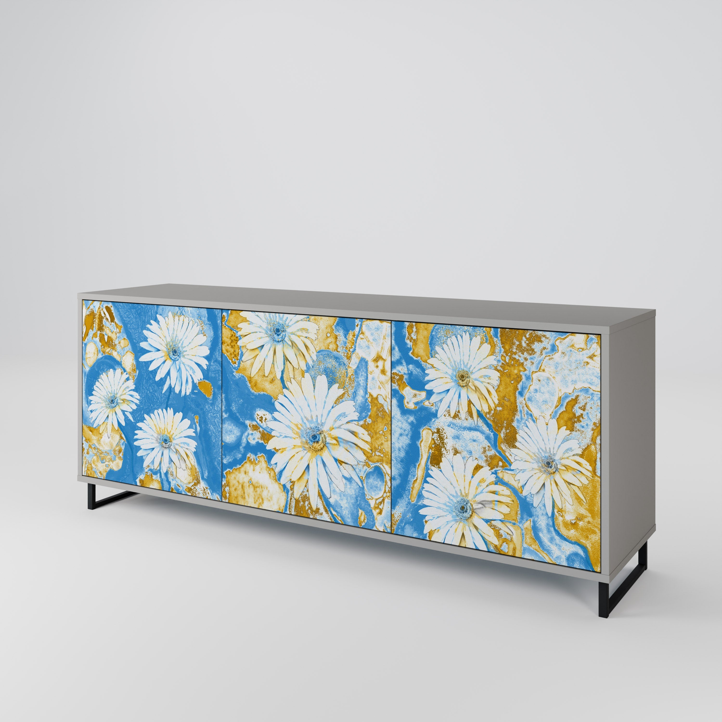 DAISY LUXE Sideboard mit 3 Türen in grauer Ausführung