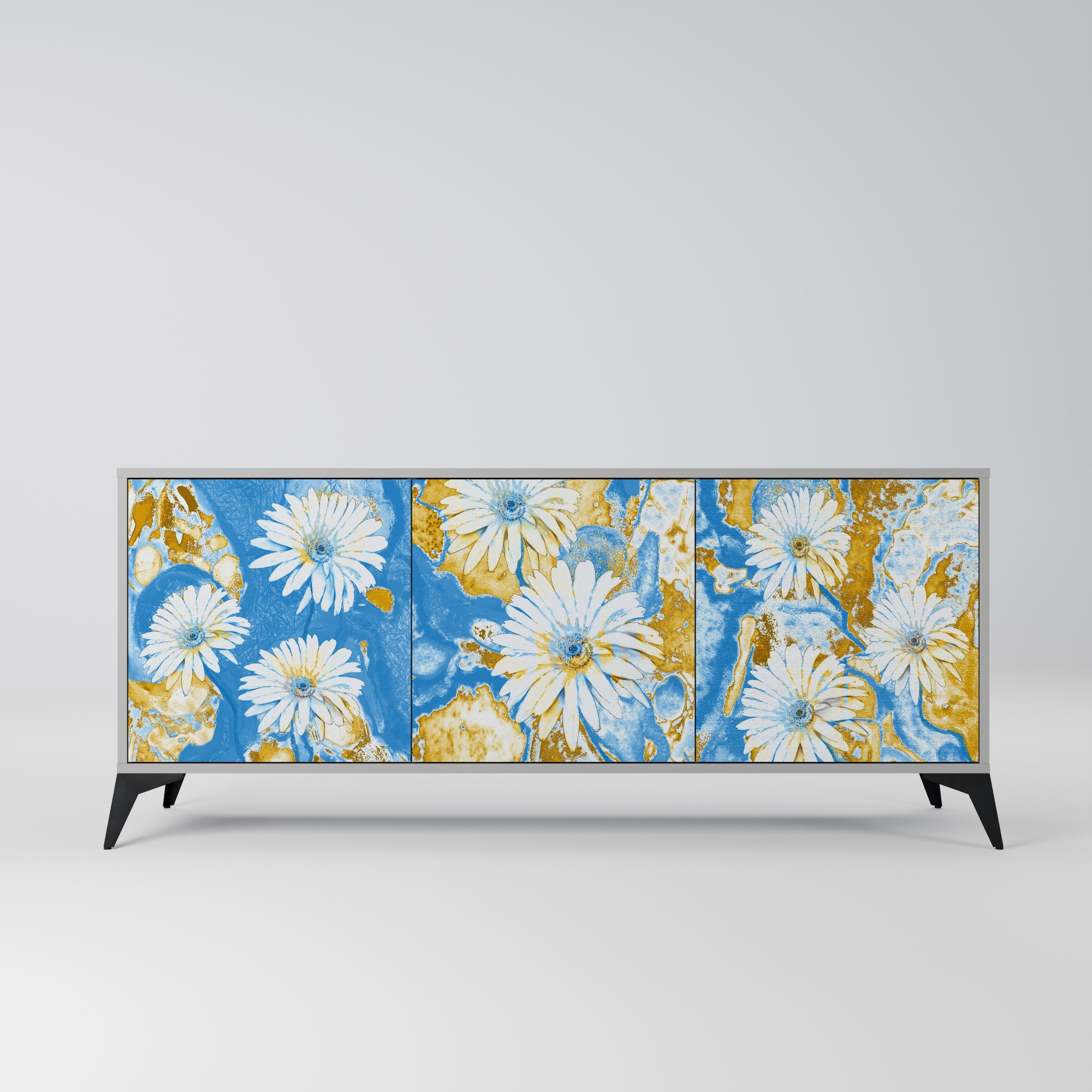 DAISY LUXE Sideboard mit 3 Türen in grauer Ausführung
