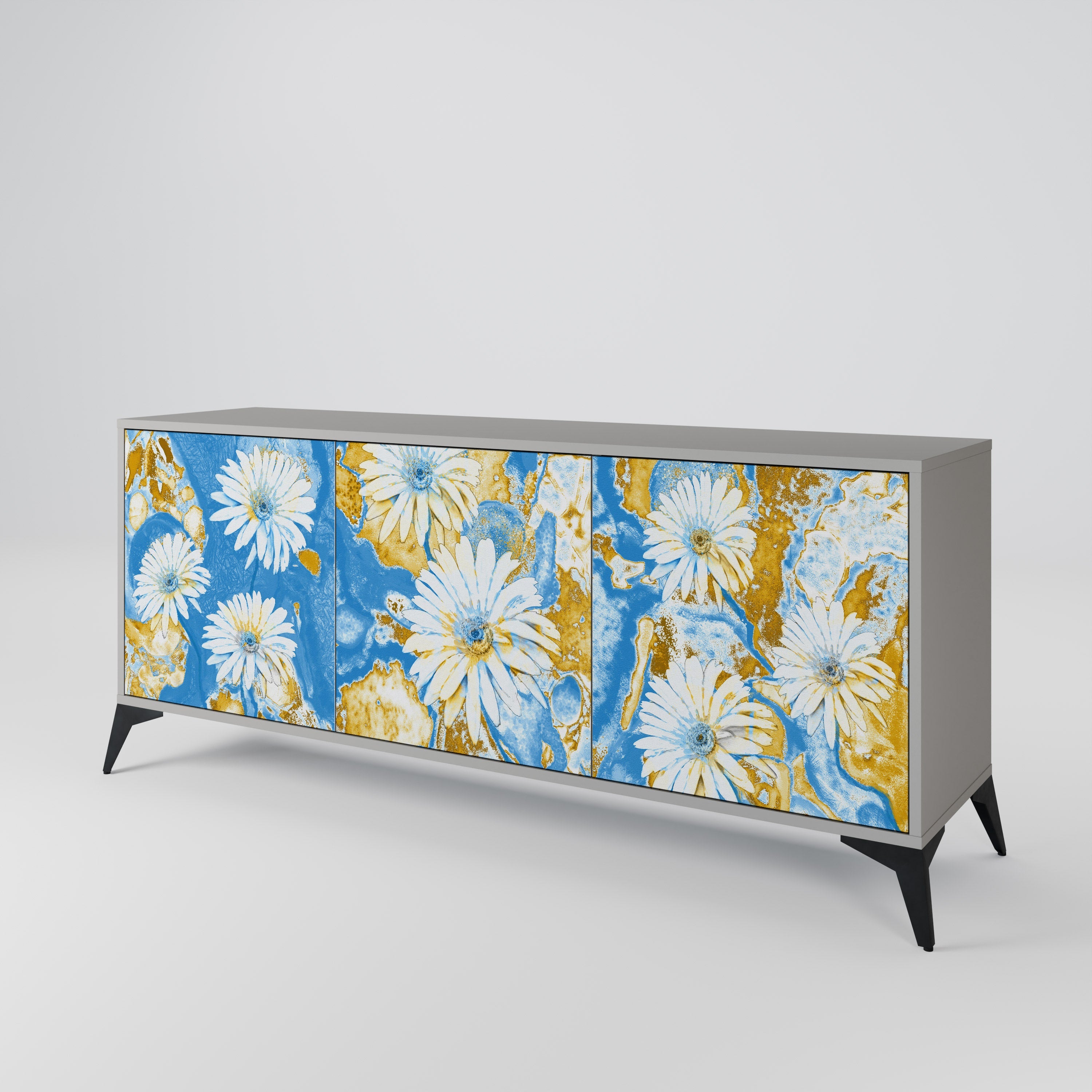 DAISY LUXE Sideboard mit 3 Türen in grauer Ausführung