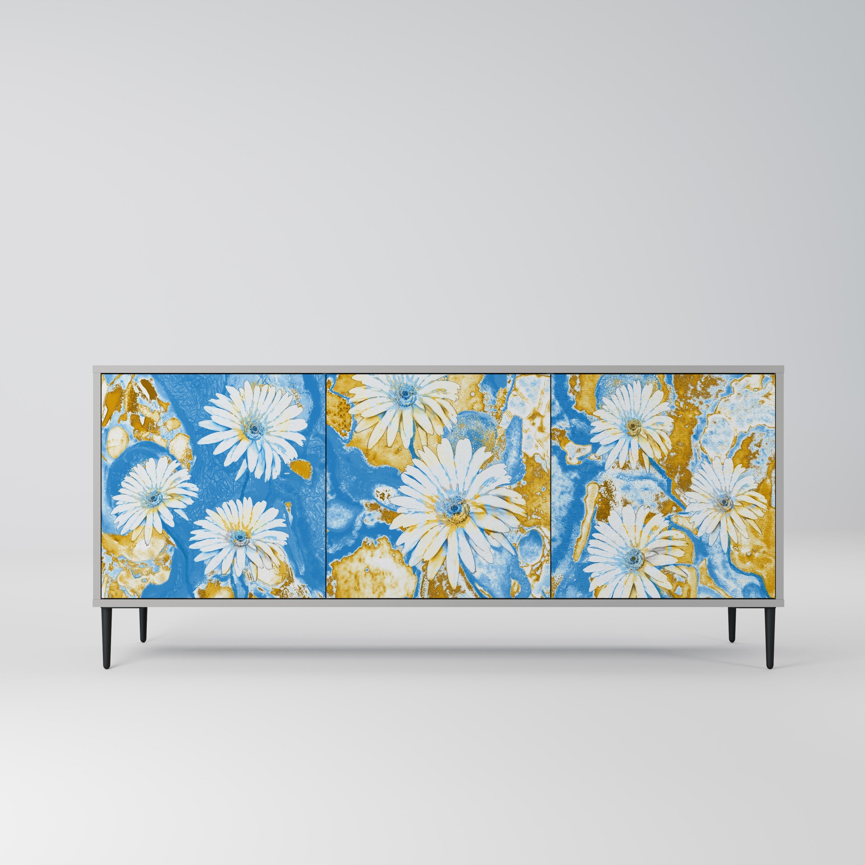 DAISY LUXE Sideboard mit 3 Türen in grauer Ausführung