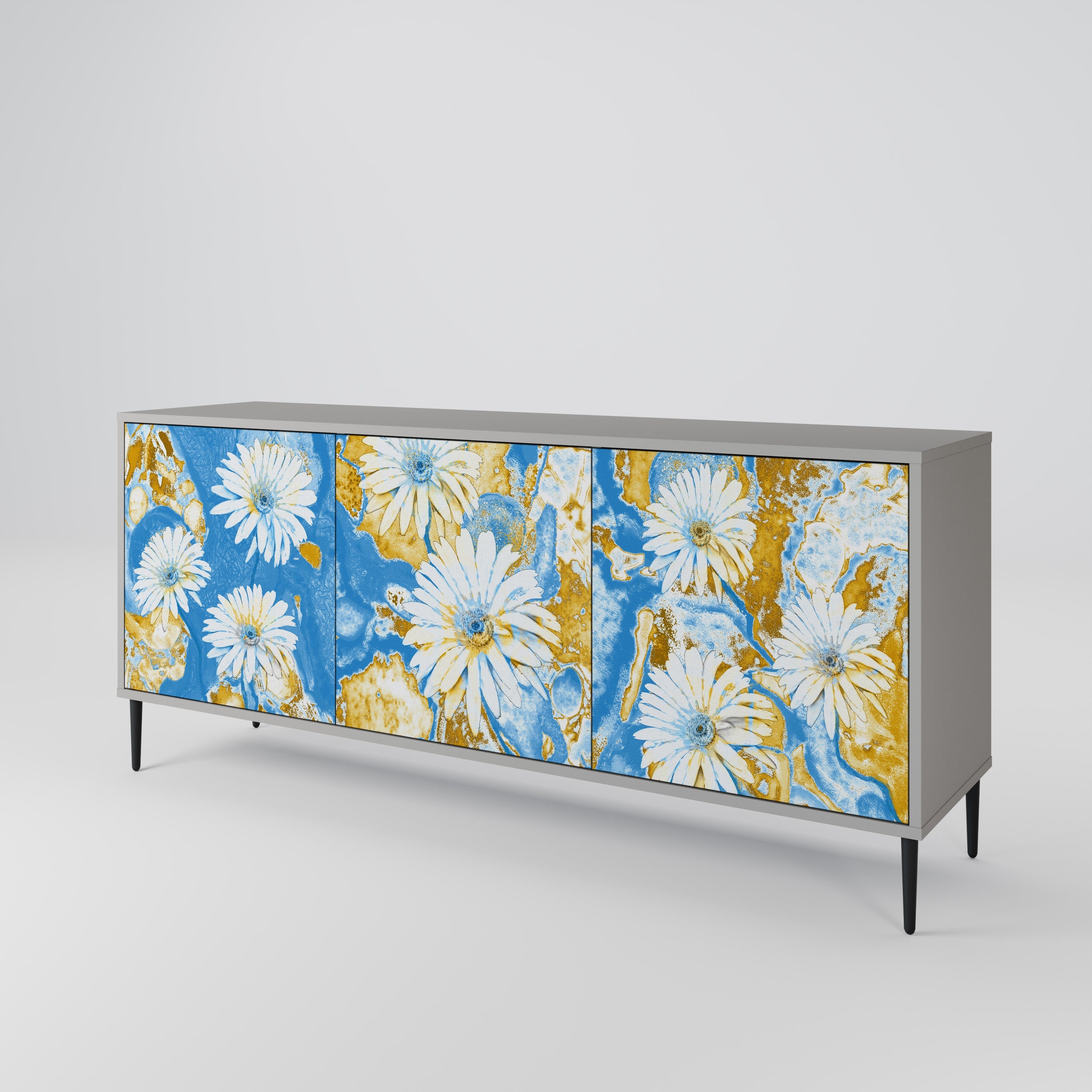 DAISY LUXE Sideboard mit 3 Türen in grauer Ausführung