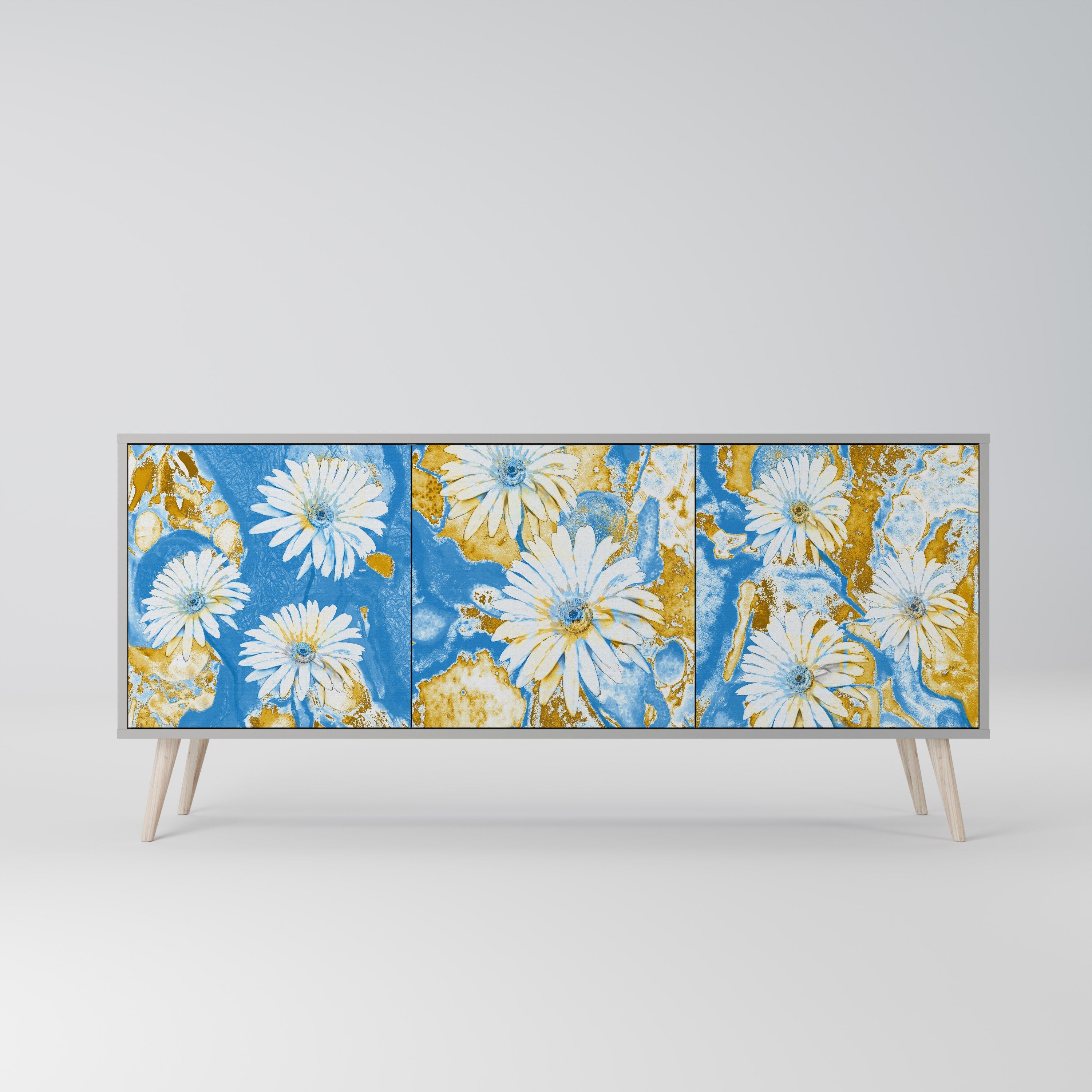 DAISY LUXE Sideboard mit 3 Türen in grauer Ausführung