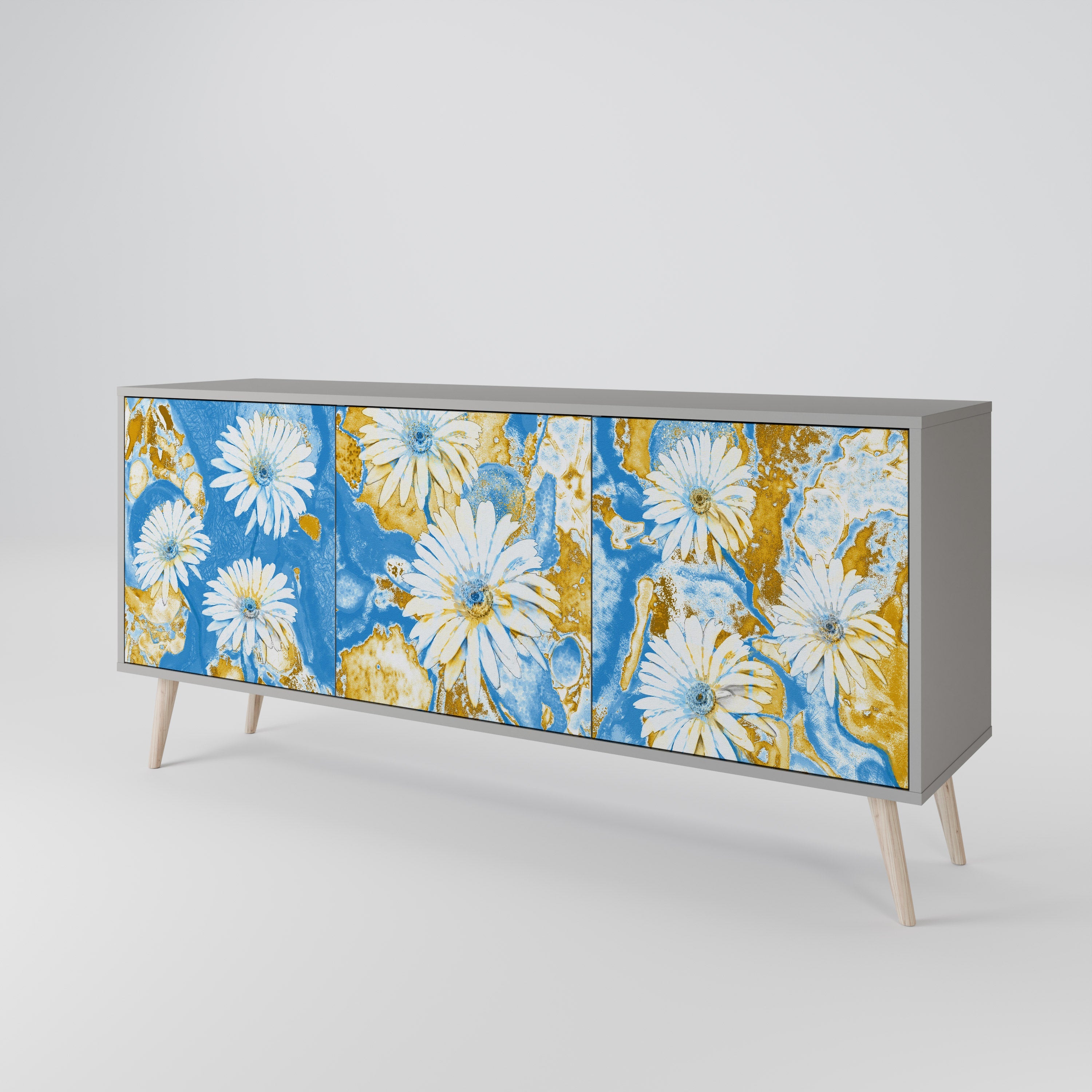 DAISY LUXE Sideboard mit 3 Türen in grauer Ausführung