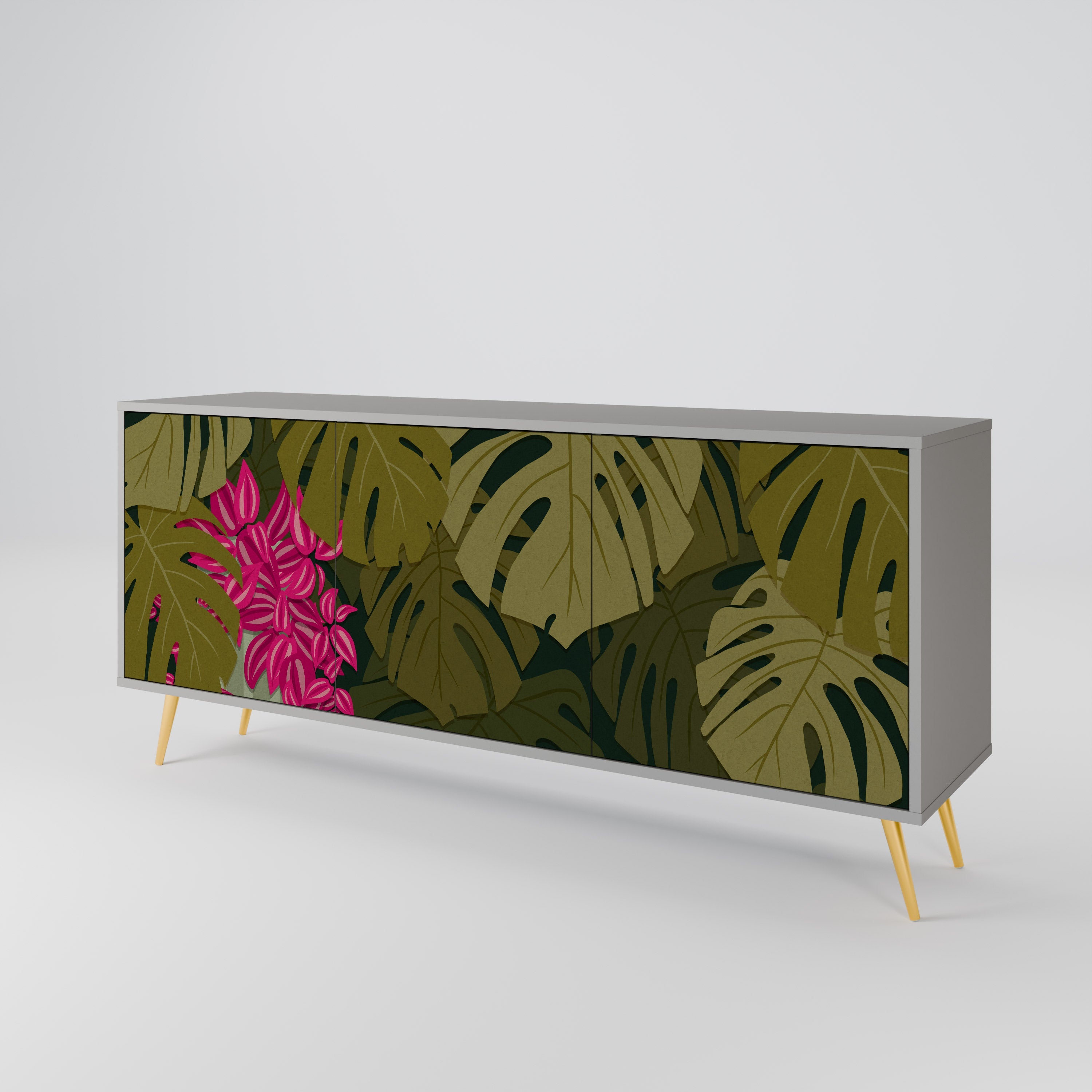 TROPICAL BEAUTY 3-türiges Sideboard in grauer Ausführung