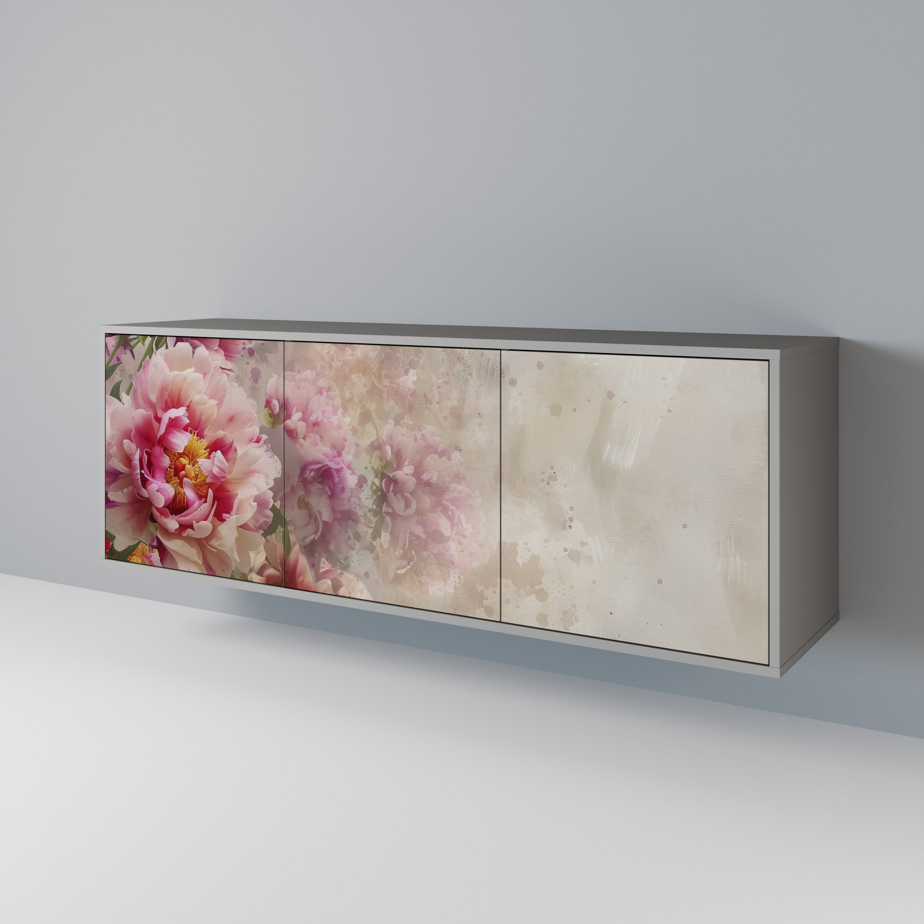 PEONY WHISPER Sideboard mit 3 Türen in grauem Finish