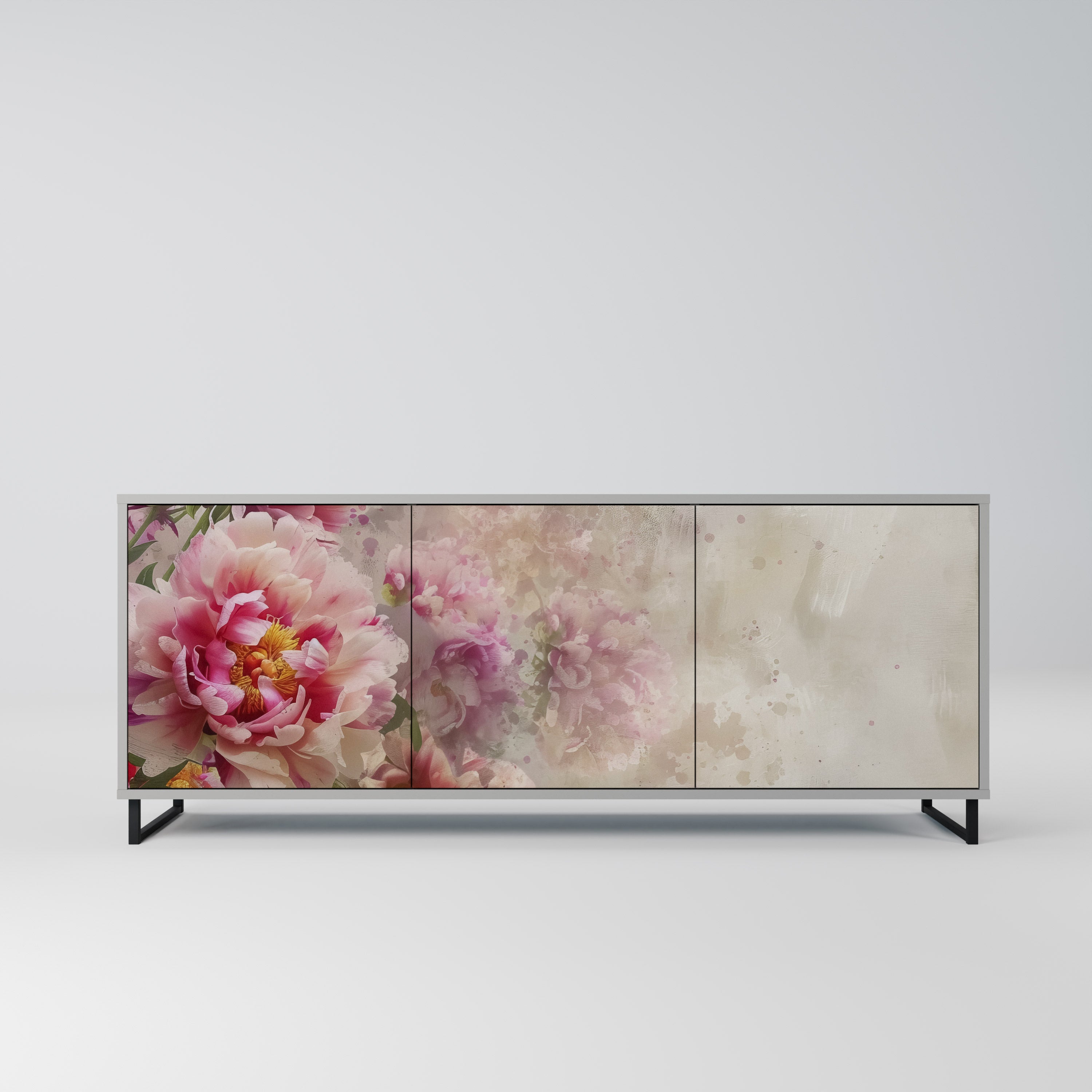 PEONY WHISPER Sideboard mit 3 Türen in grauem Finish