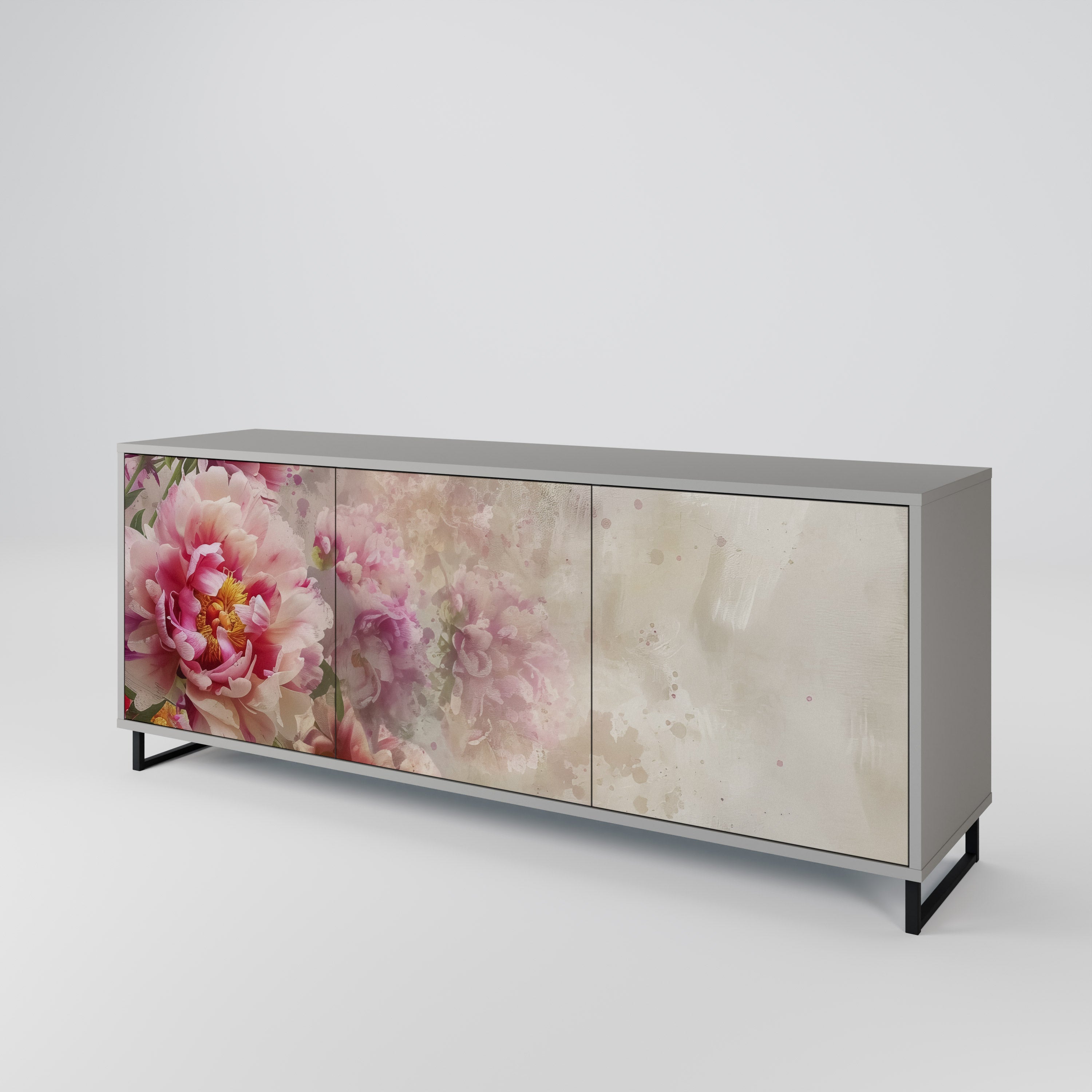 PEONY WHISPER Sideboard mit 3 Türen in grauem Finish