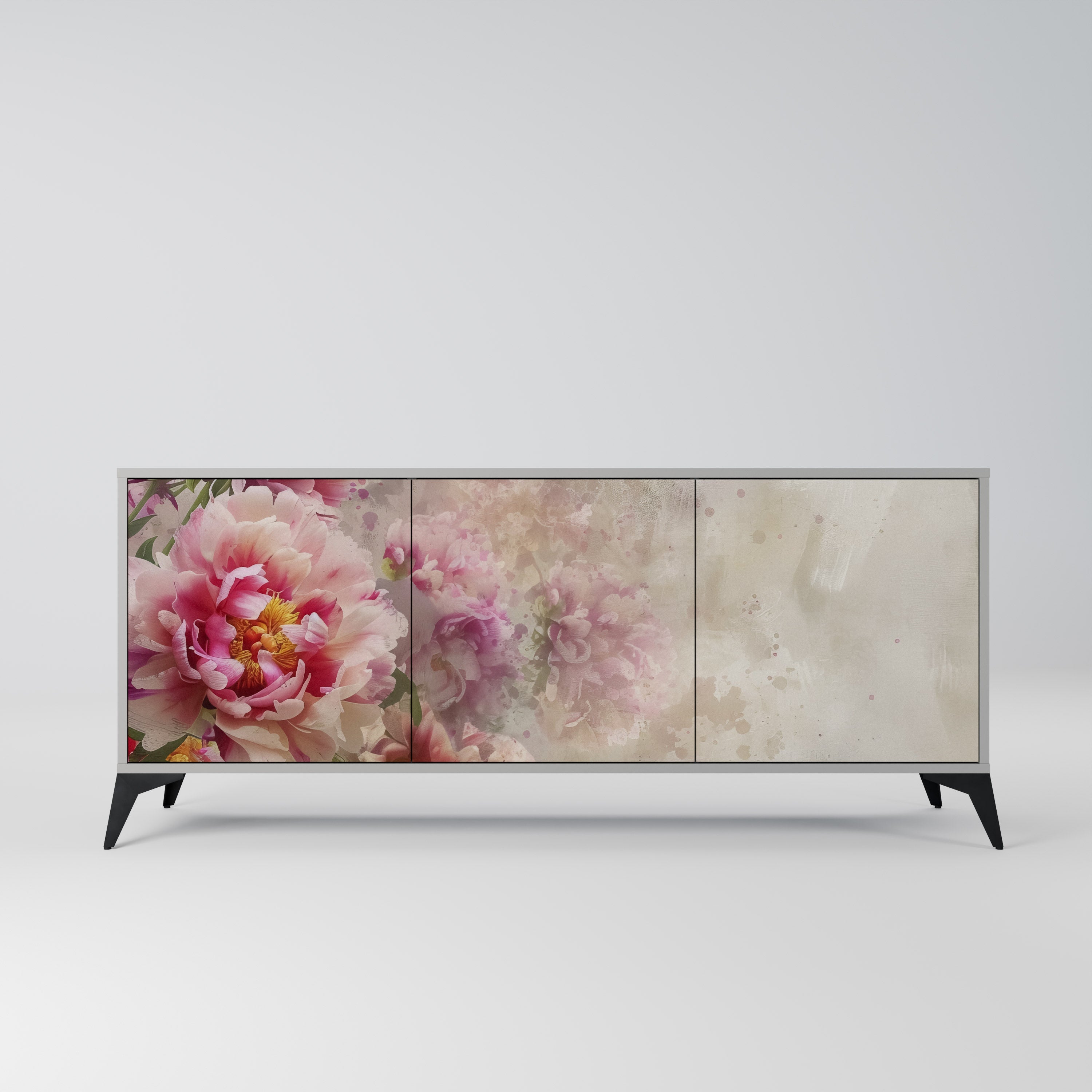 PEONY WHISPER Sideboard mit 3 Türen in grauem Finish