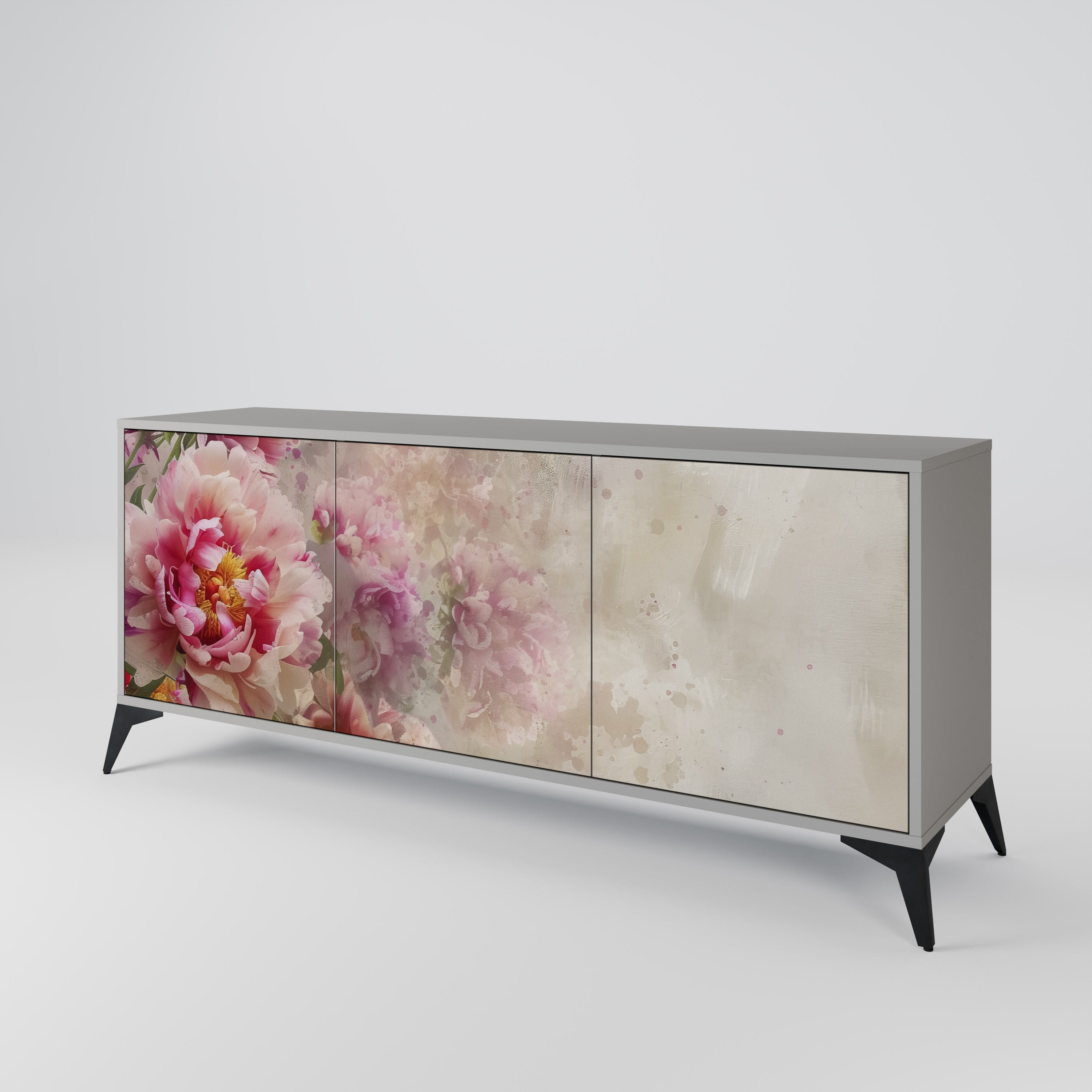 PEONY WHISPER Sideboard mit 3 Türen in grauem Finish