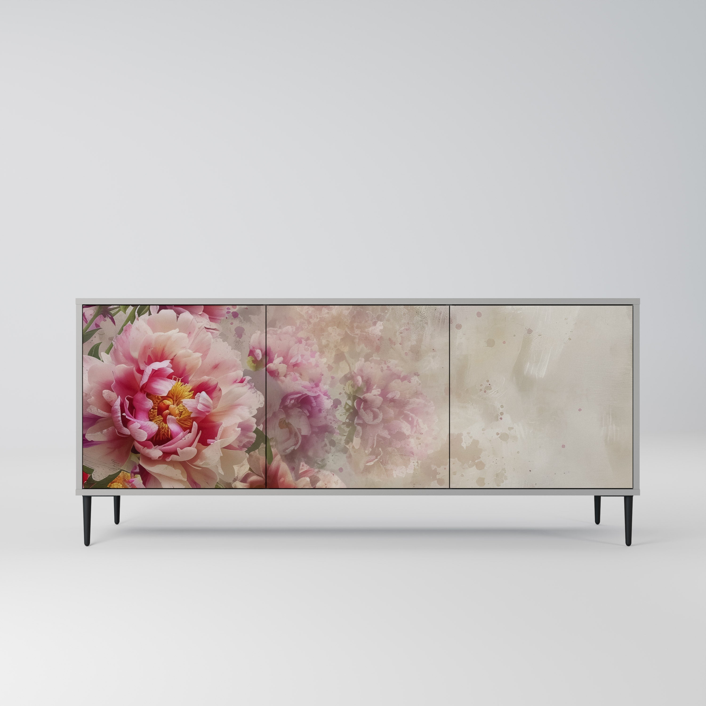 PEONY WHISPER Sideboard mit 3 Türen in grauem Finish