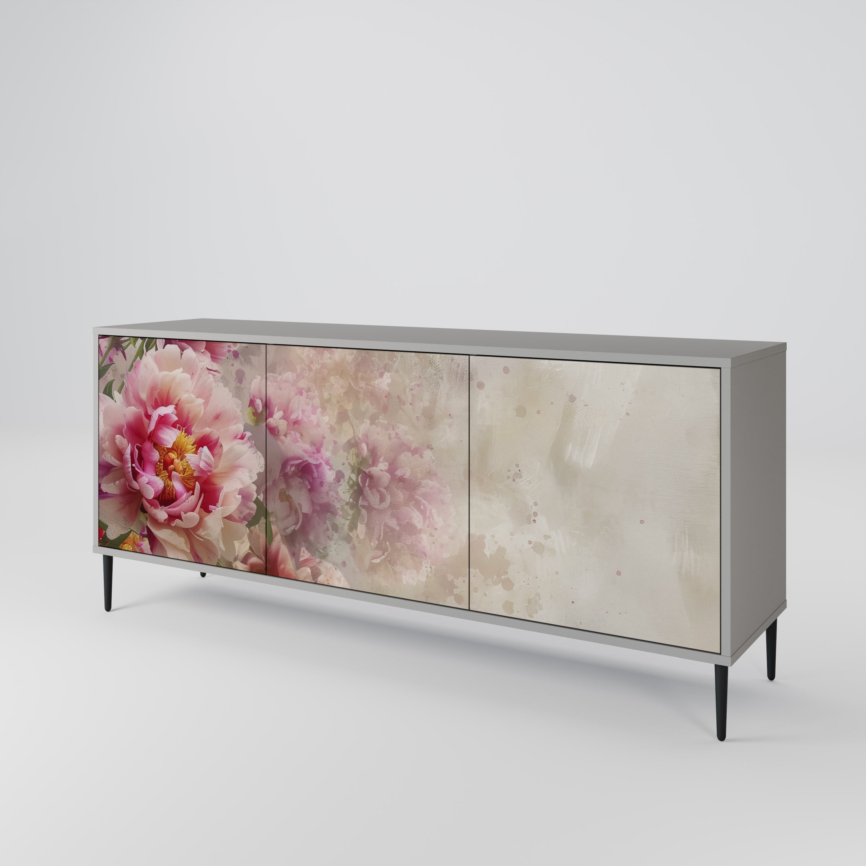 PEONY WHISPER Sideboard mit 3 Türen in grauem Finish