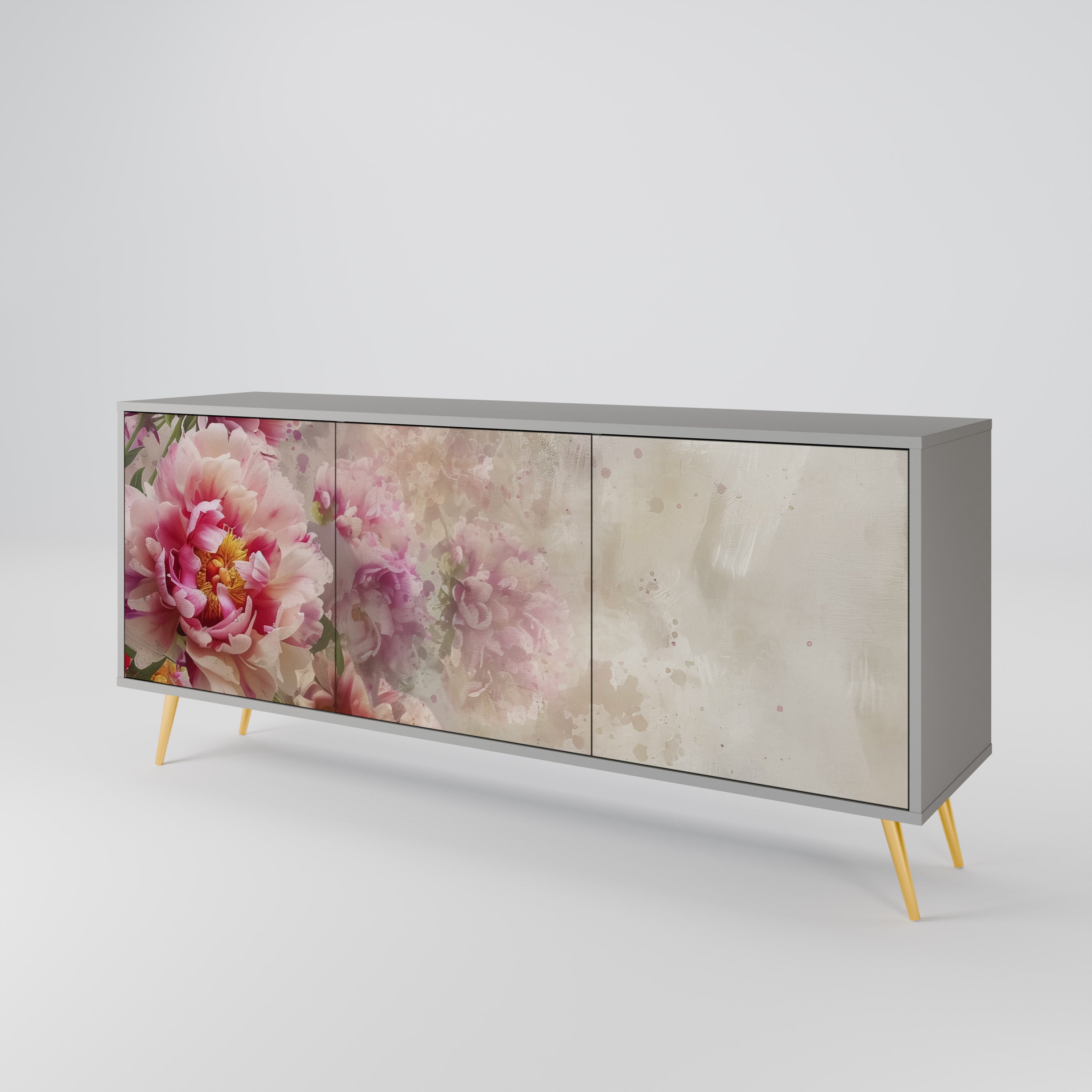 PEONY WHISPER Sideboard mit 3 Türen in grauem Finish