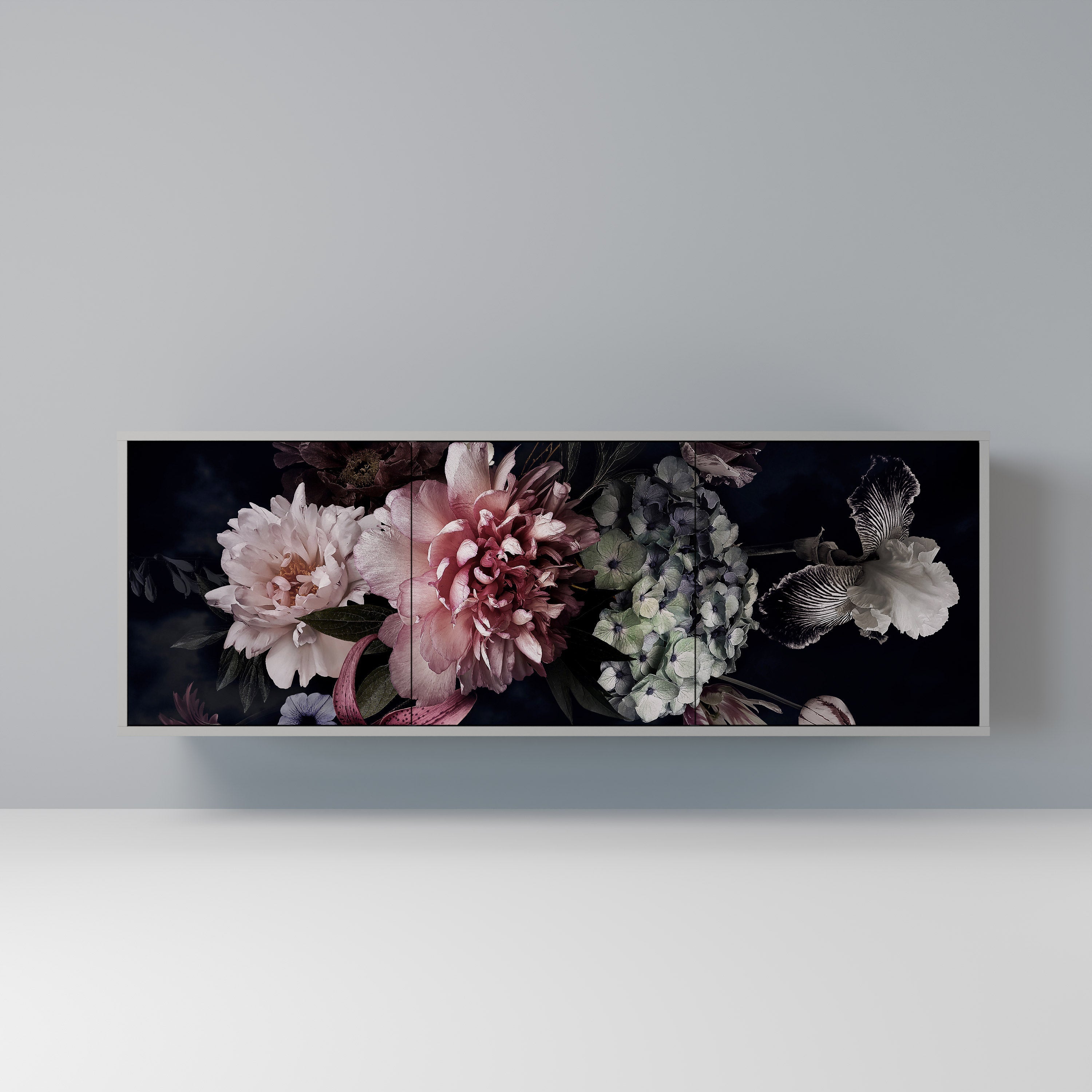 PURE BLOSSOM Sideboard mit 3 Türen in grauer Ausführung