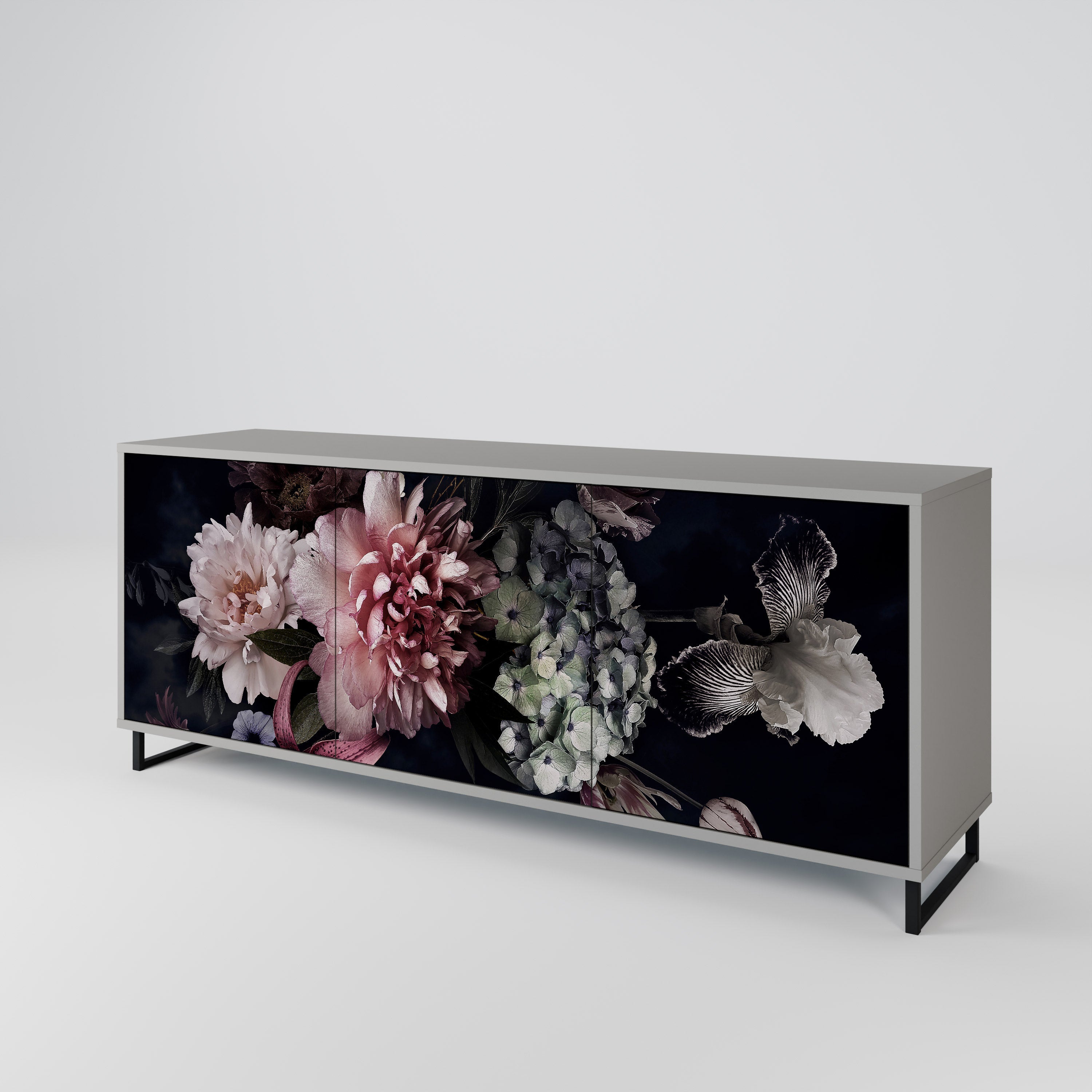 PURE BLOSSOM Sideboard mit 3 Türen in grauer Ausführung