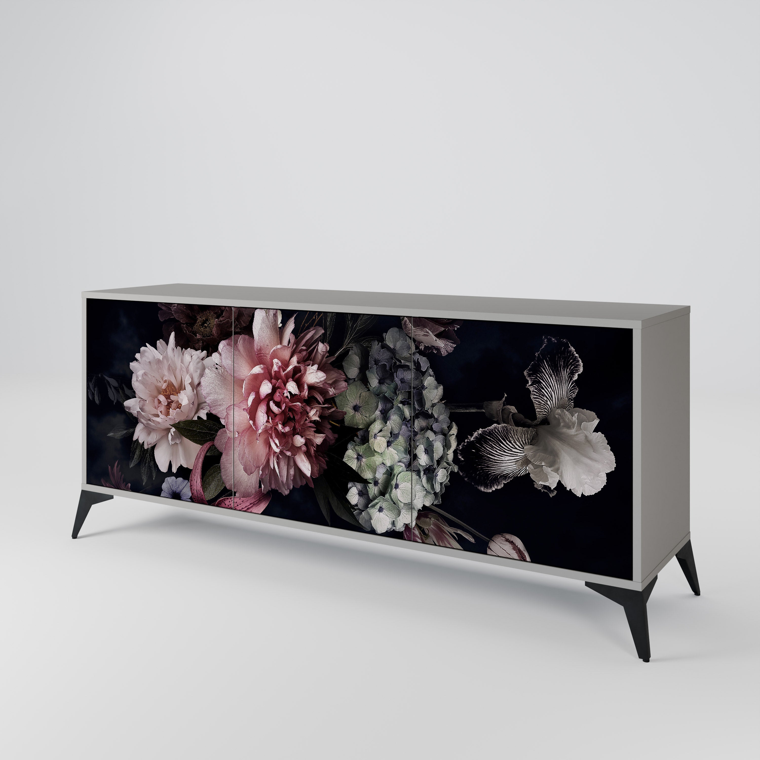 PURE BLOSSOM Sideboard mit 3 Türen in grauer Ausführung