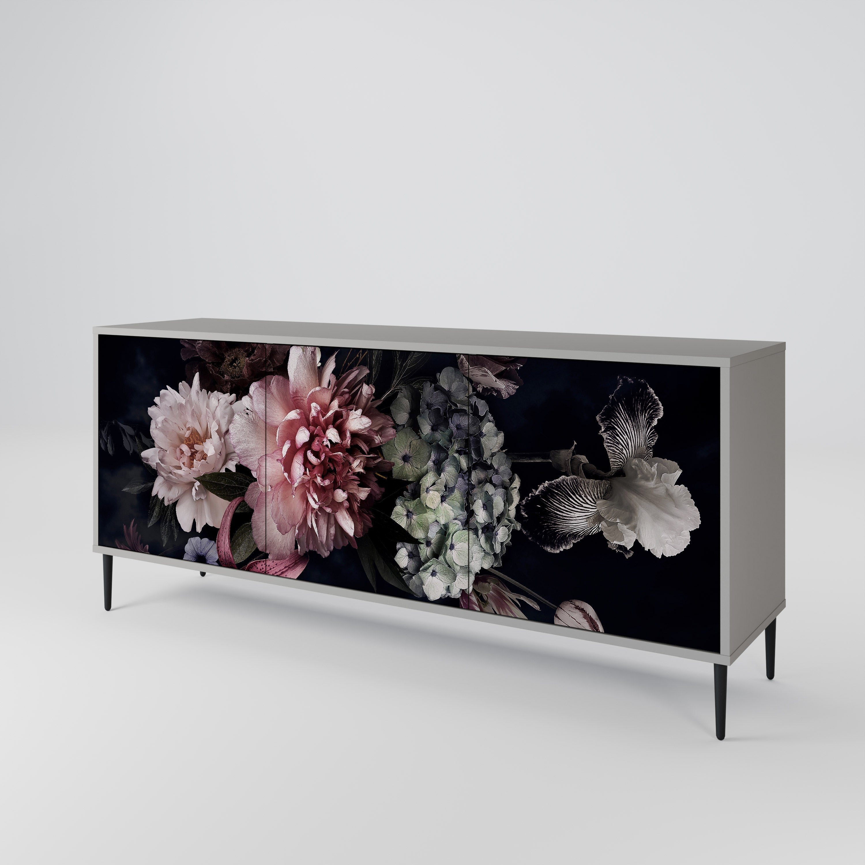 PURE BLOSSOM Sideboard mit 3 Türen in grauer Ausführung