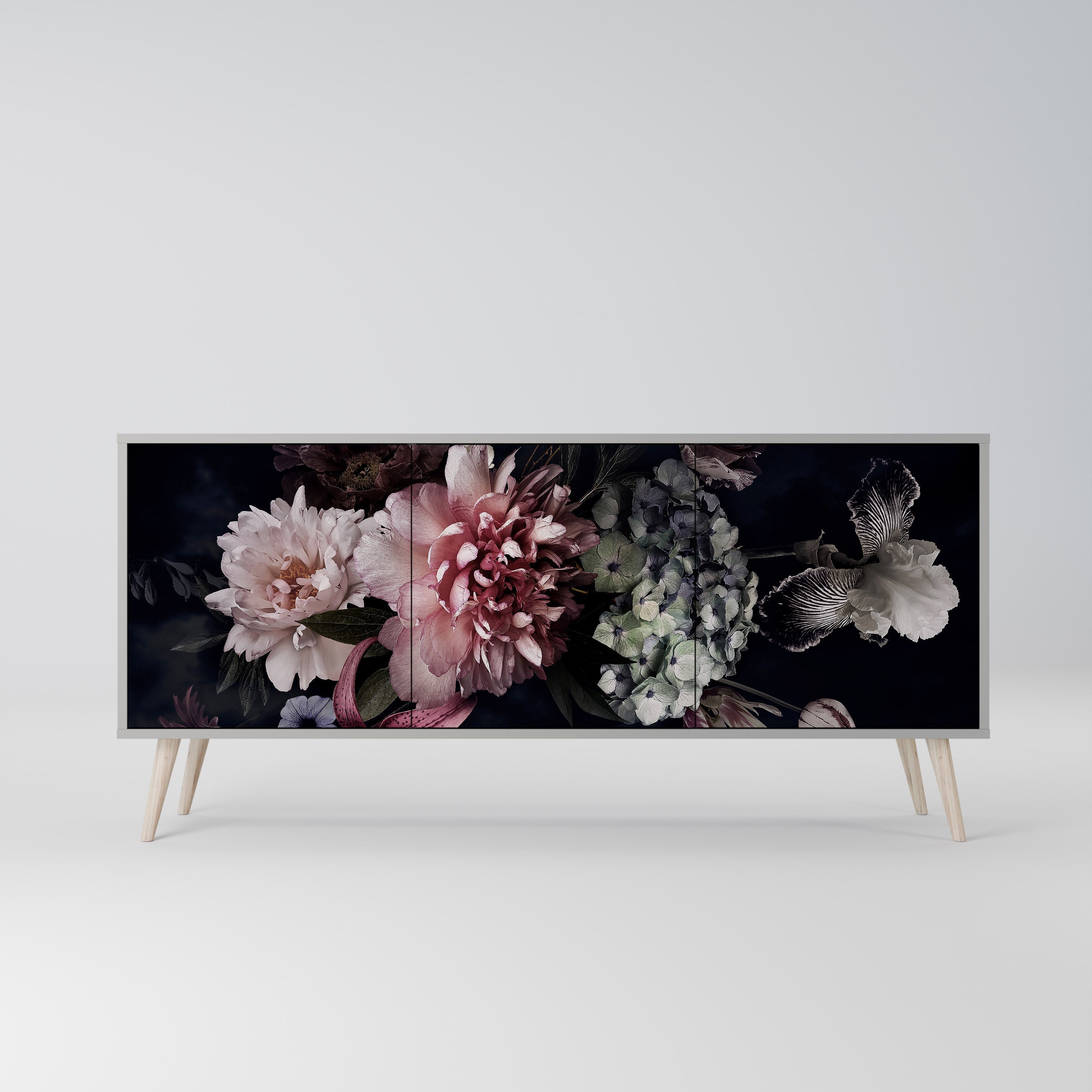 PURE BLOSSOM Sideboard mit 3 Türen in grauer Ausführung