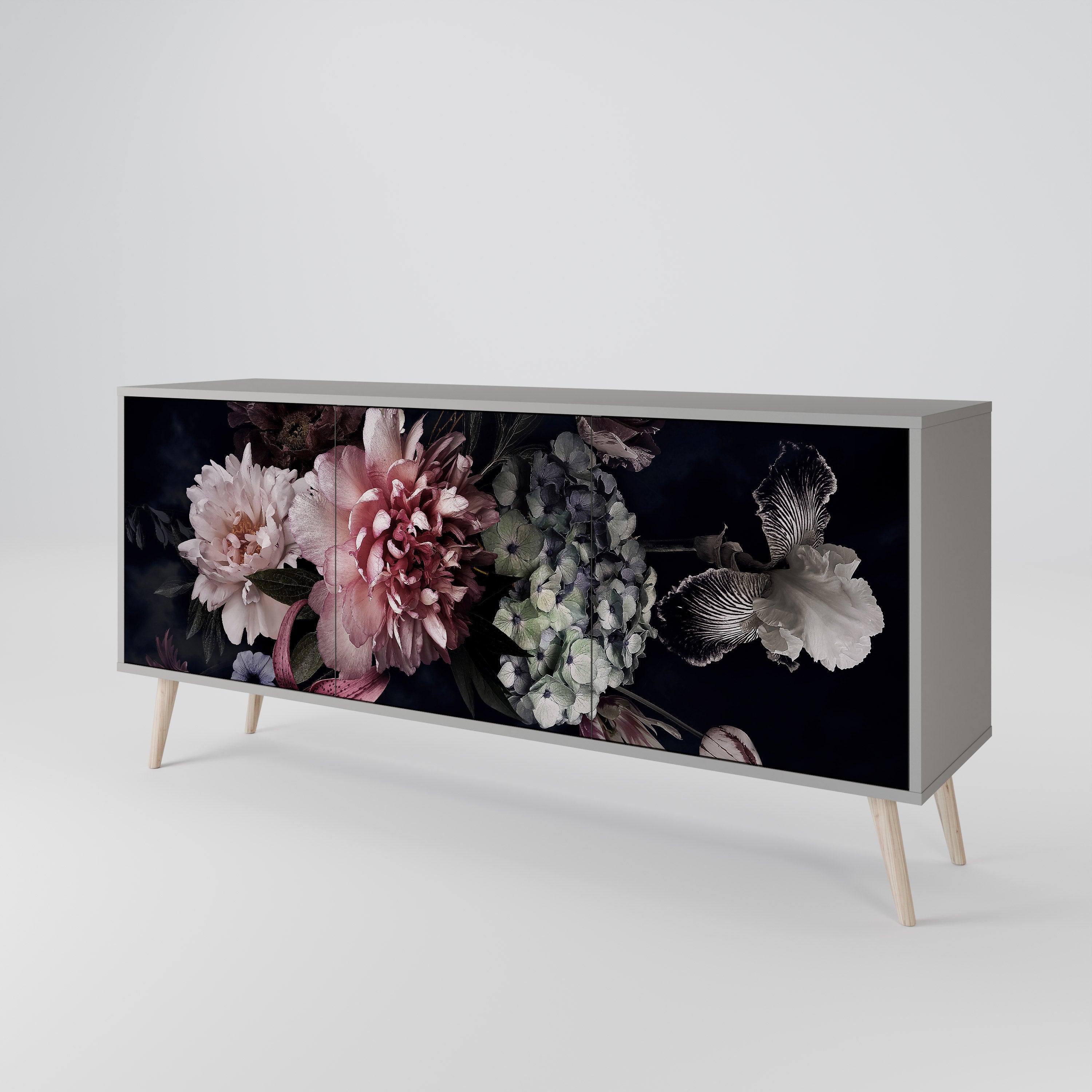 PURE BLOSSOM Sideboard mit 3 Türen in grauer Ausführung