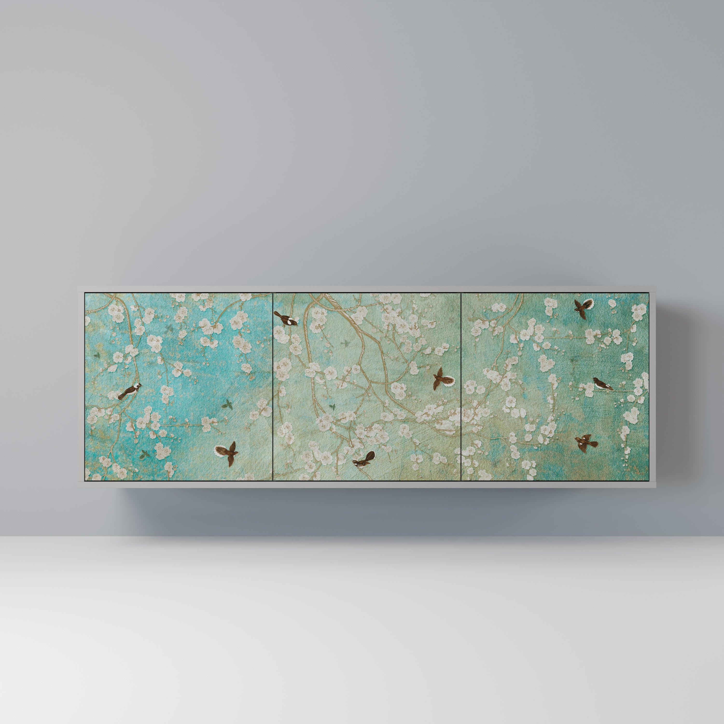 BLOOMING CHARM Sideboard mit 3 Türen in grauem Finish