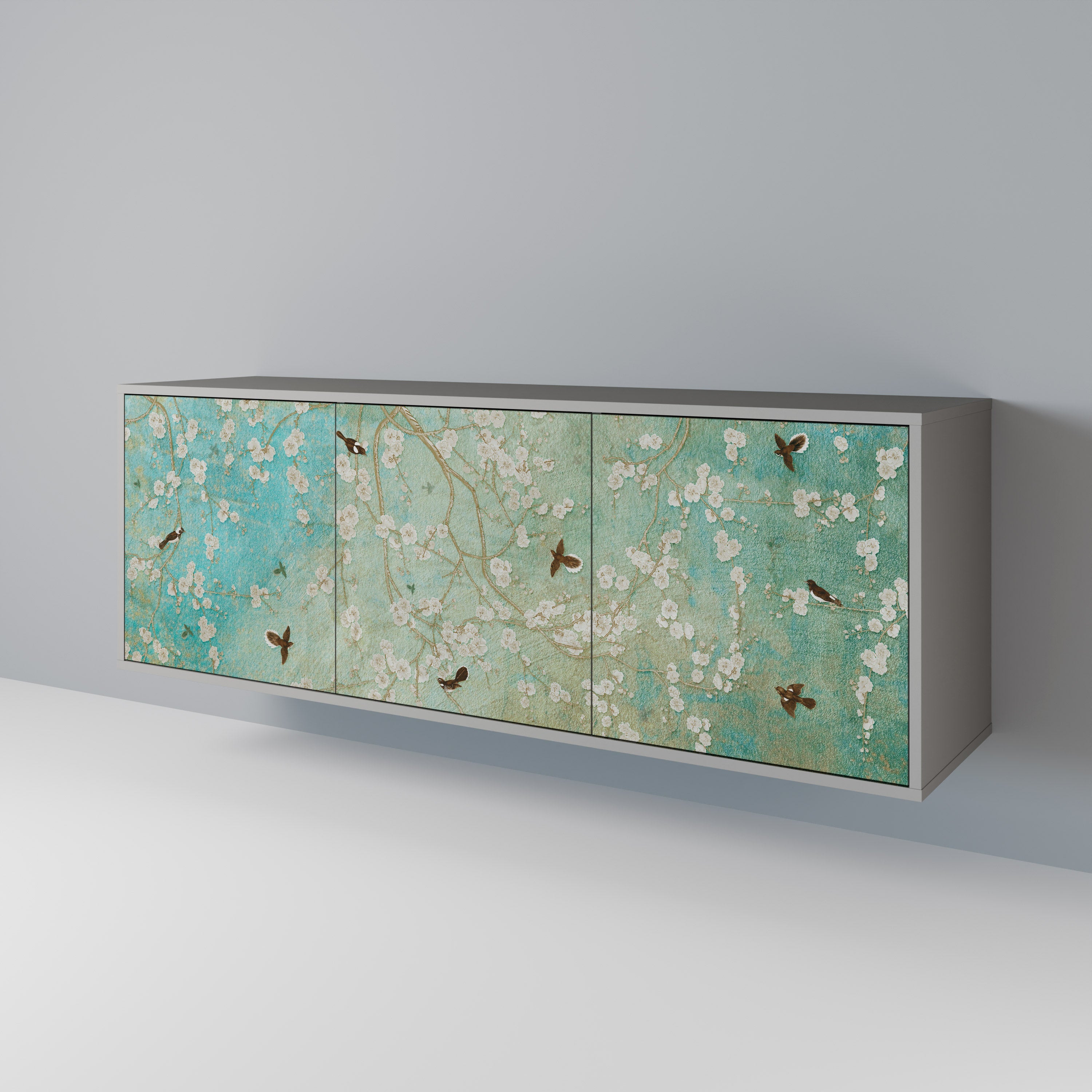 BLOOMING CHARM Sideboard mit 3 Türen in grauem Finish