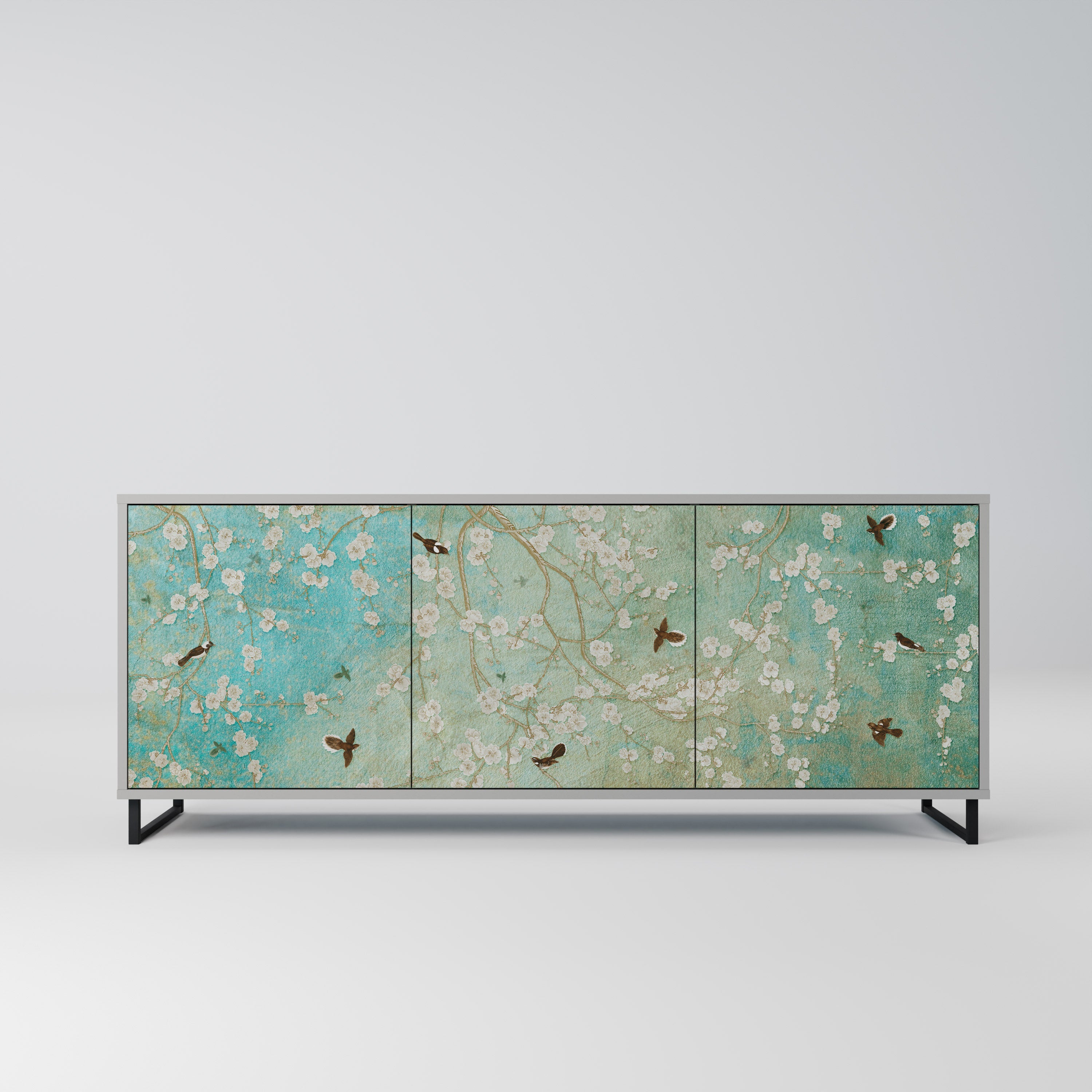 BLOOMING CHARM Sideboard mit 3 Türen in grauem Finish