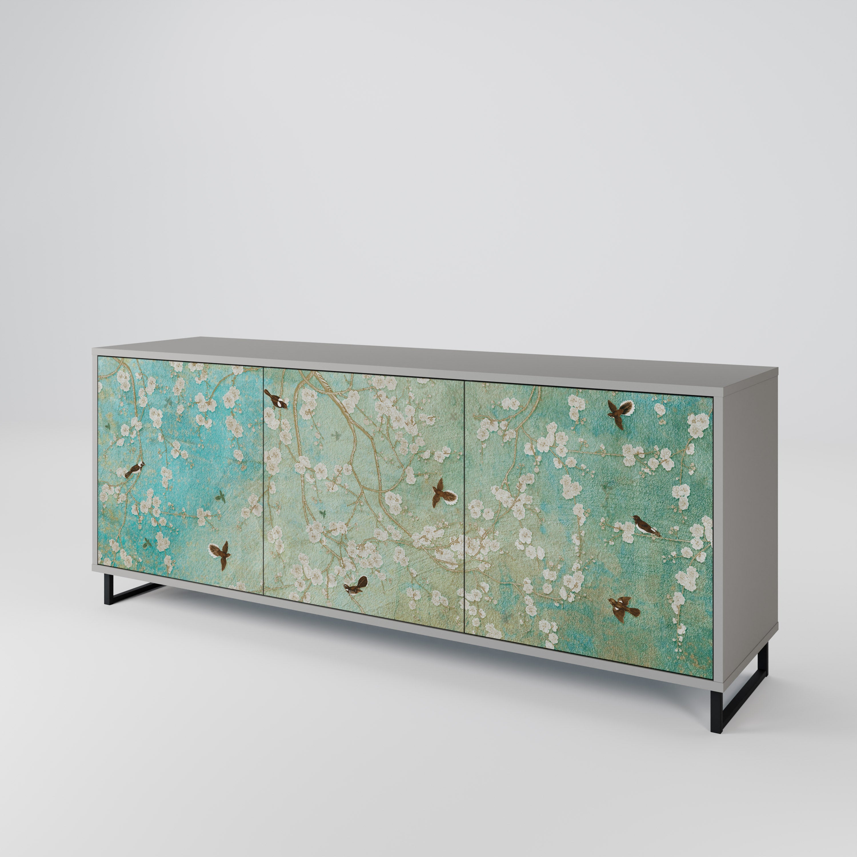 BLOOMING CHARM Sideboard mit 3 Türen in grauem Finish