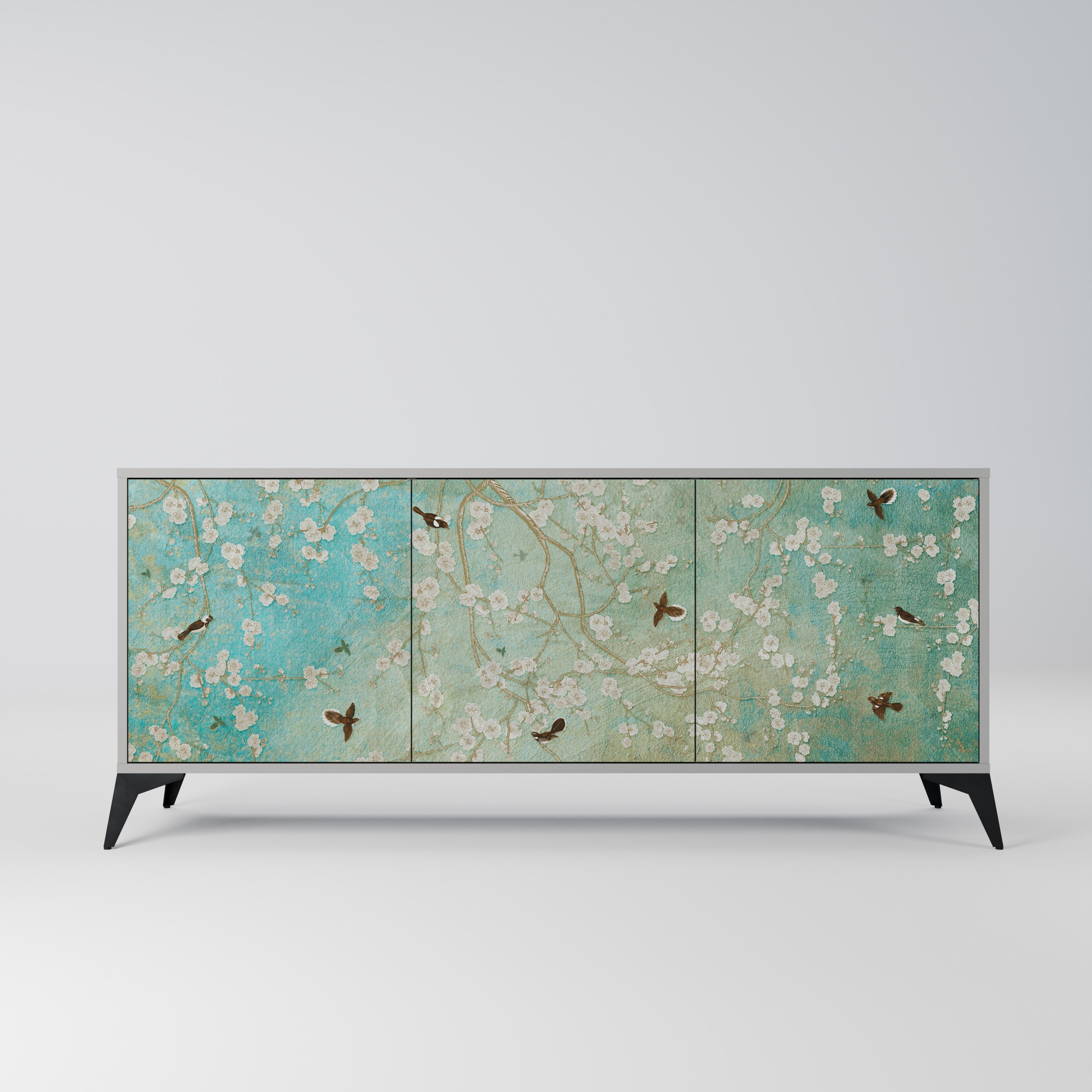 BLOOMING CHARM Sideboard mit 3 Türen in grauem Finish