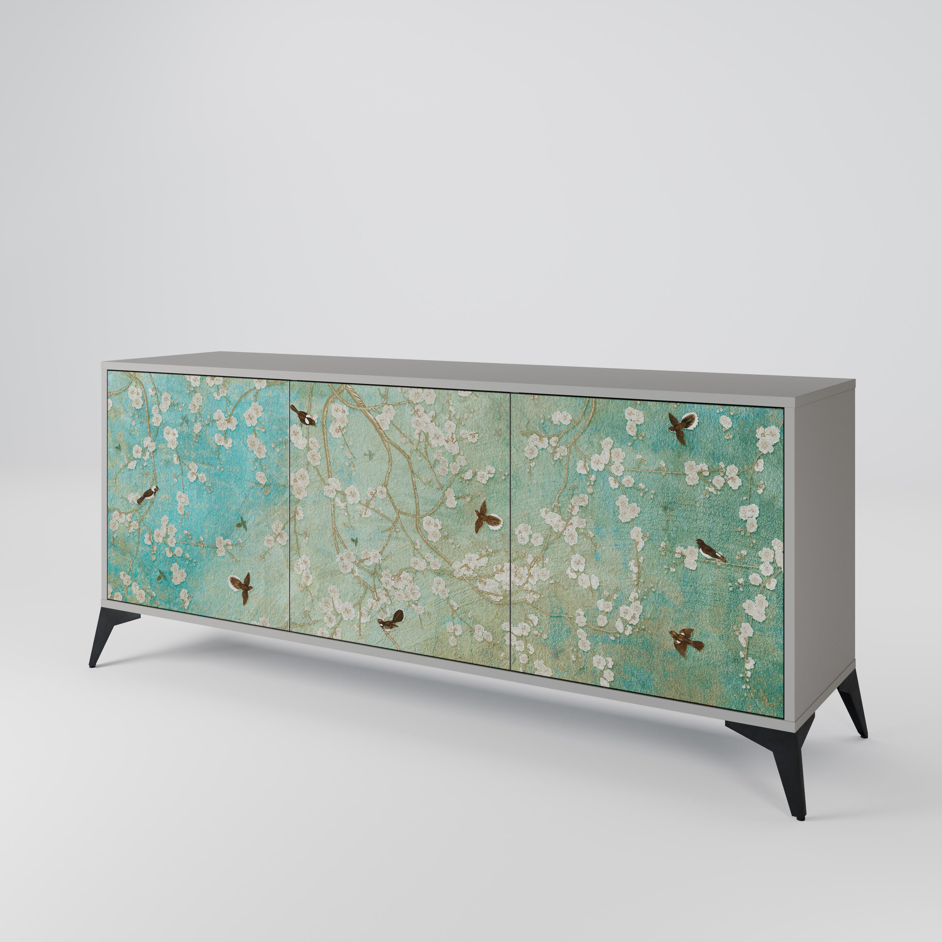 BLOOMING CHARM Sideboard mit 3 Türen in grauem Finish