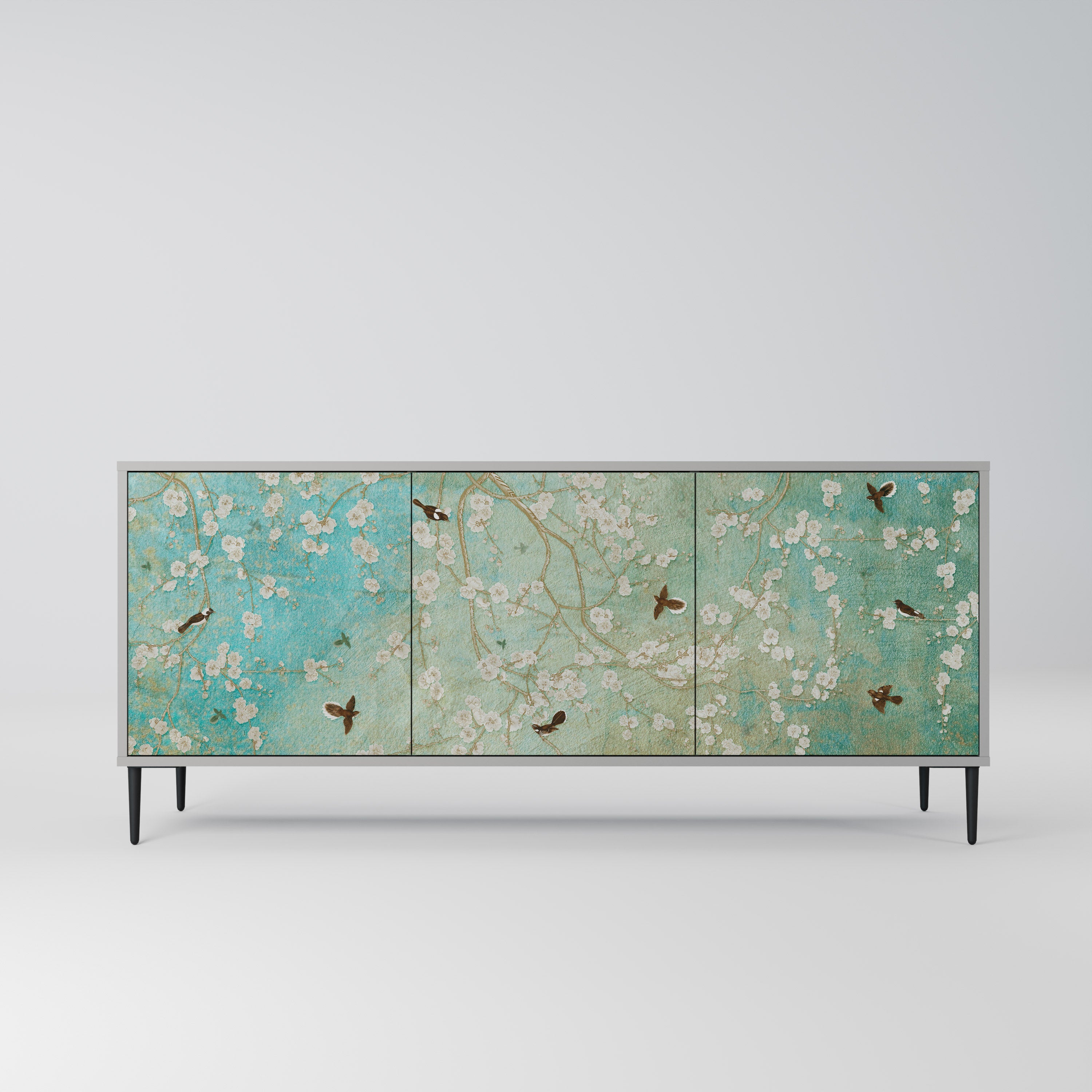 BLOOMING CHARM Sideboard mit 3 Türen in grauem Finish