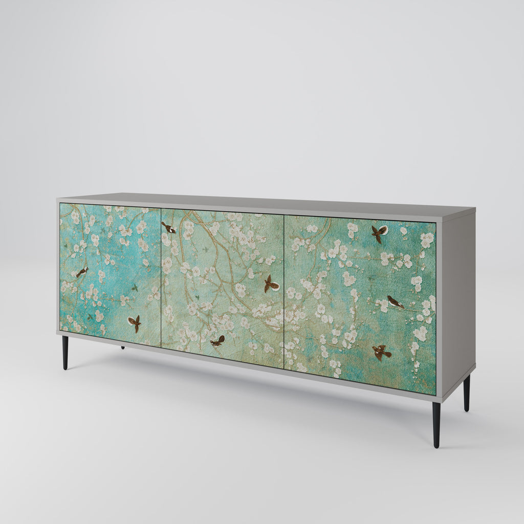 BLOOMING CHARM Sideboard mit 3 Türen in grauem Finish