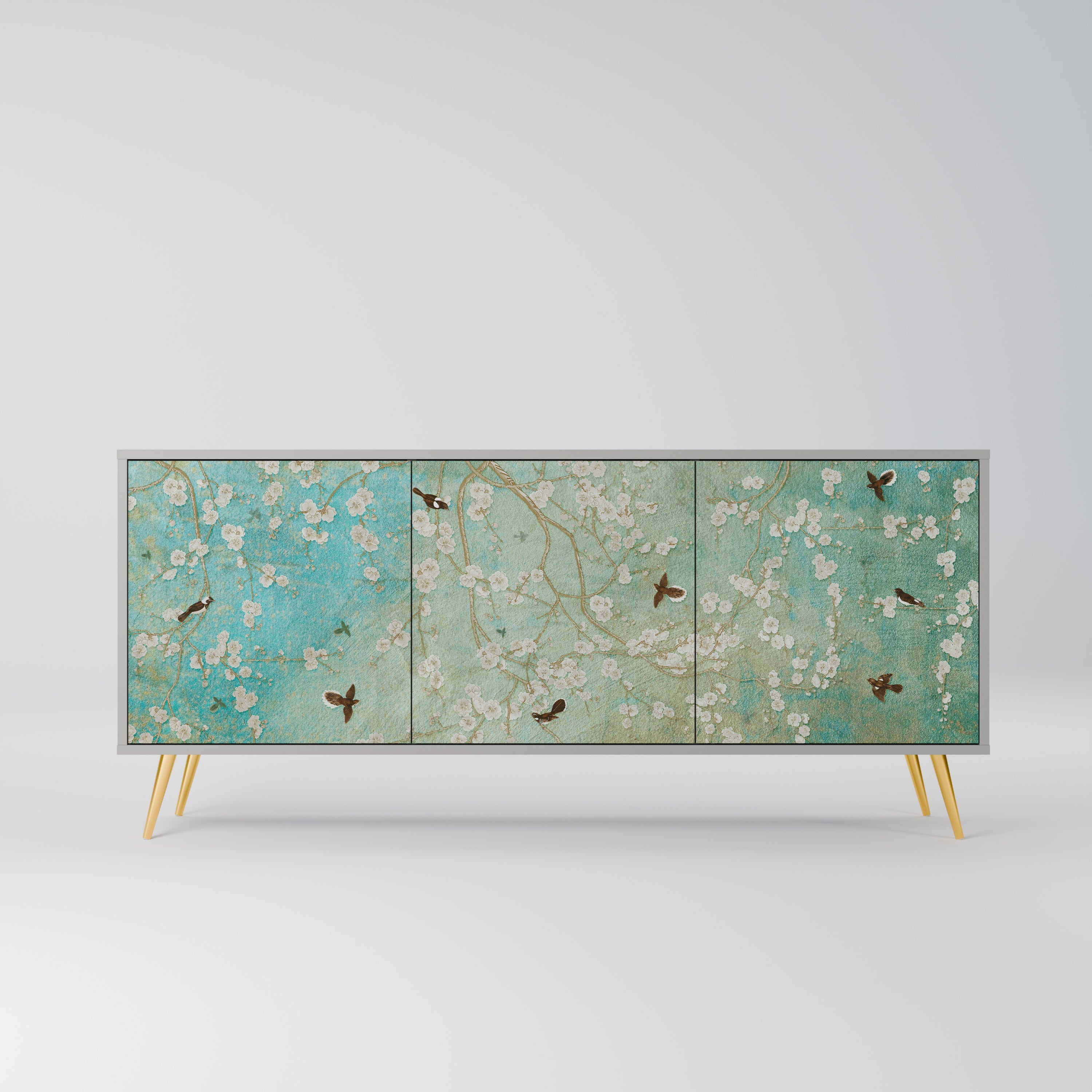 BLOOMING CHARM Sideboard mit 3 Türen in grauem Finish
