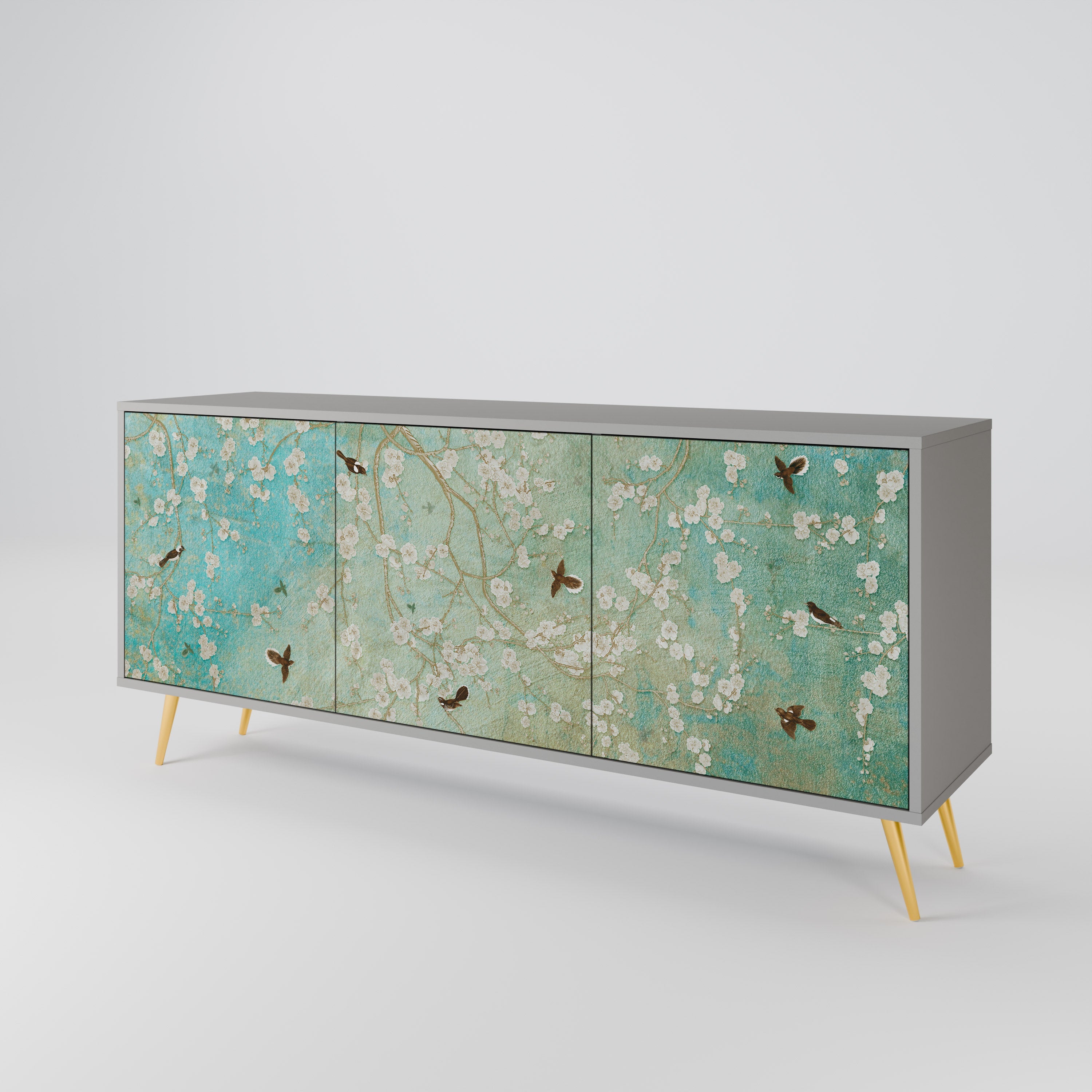 BLOOMING CHARM Sideboard mit 3 Türen in grauem Finish