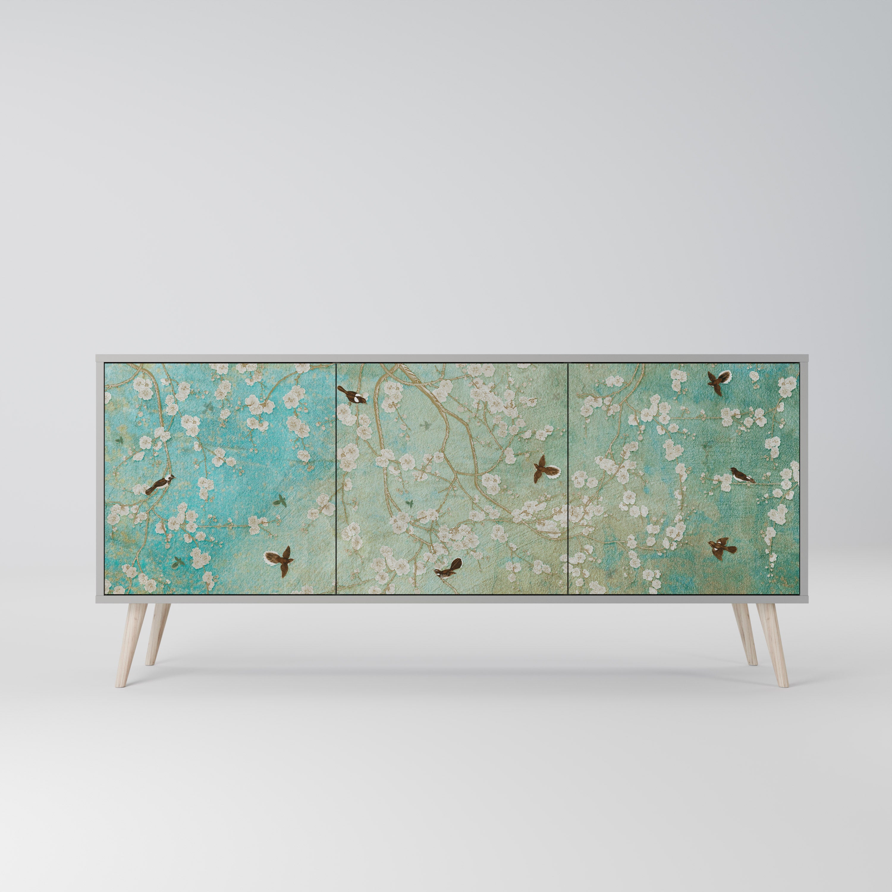 BLOOMING CHARM Sideboard mit 3 Türen in grauem Finish