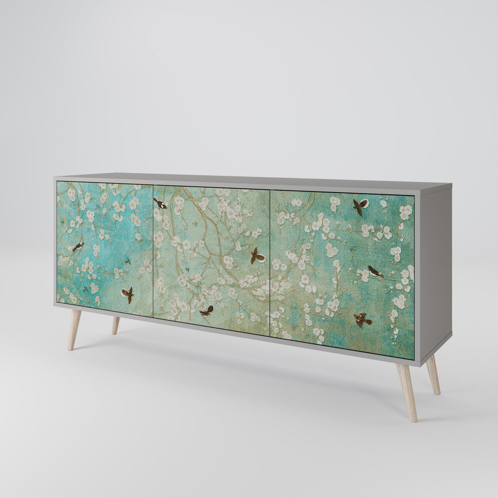 BLOOMING CHARM Sideboard mit 3 Türen in grauem Finish