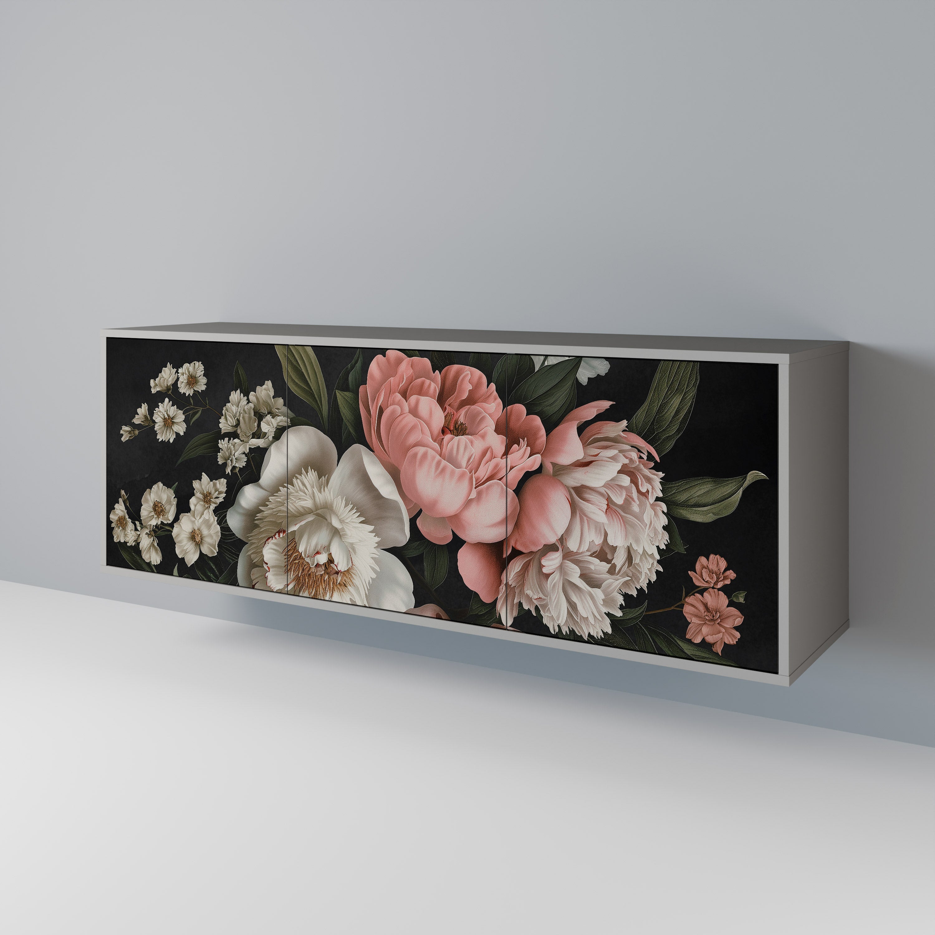 LUSH ELEGANCE 3-türiges Sideboard in grauem Finish