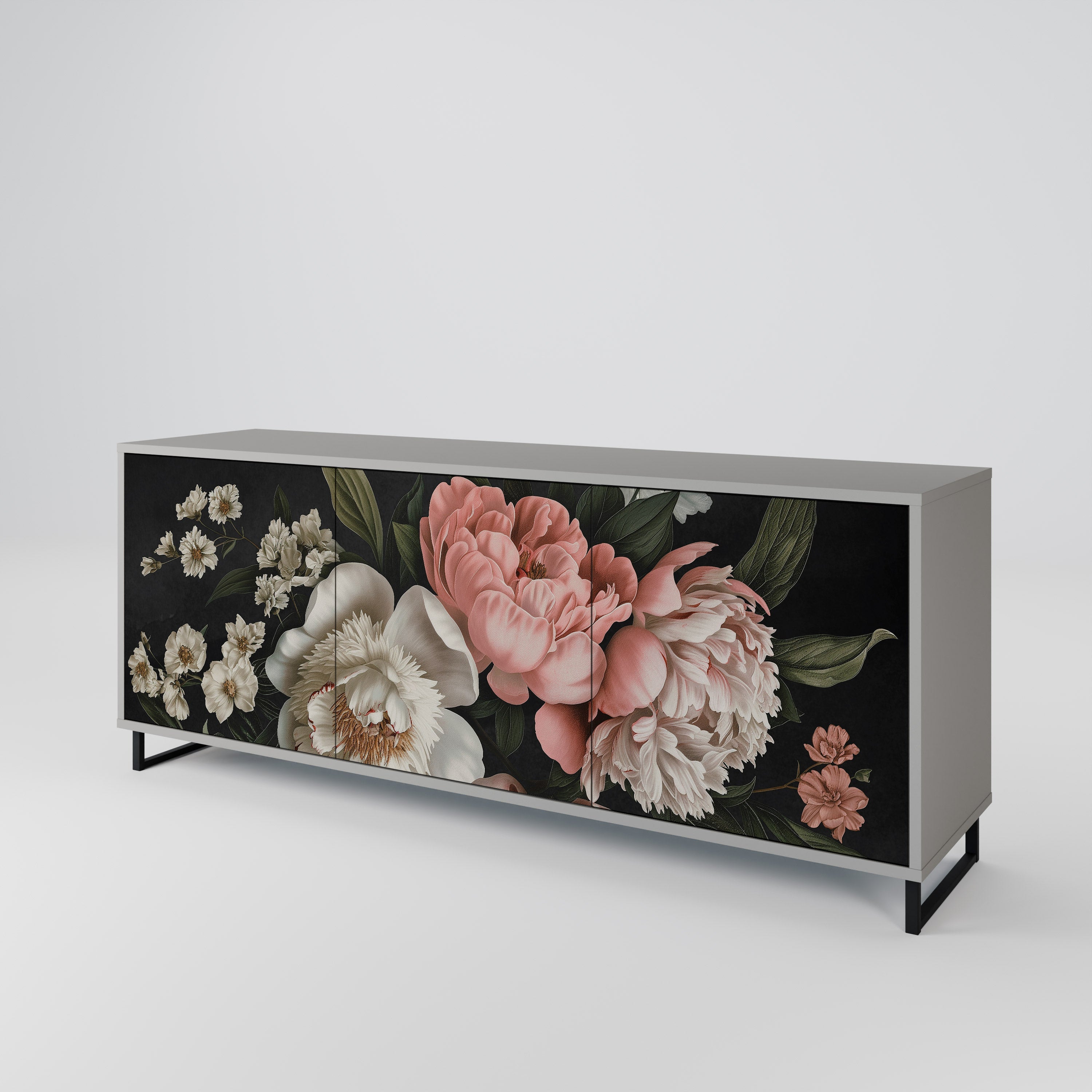 LUSH ELEGANCE 3-türiges Sideboard in grauem Finish