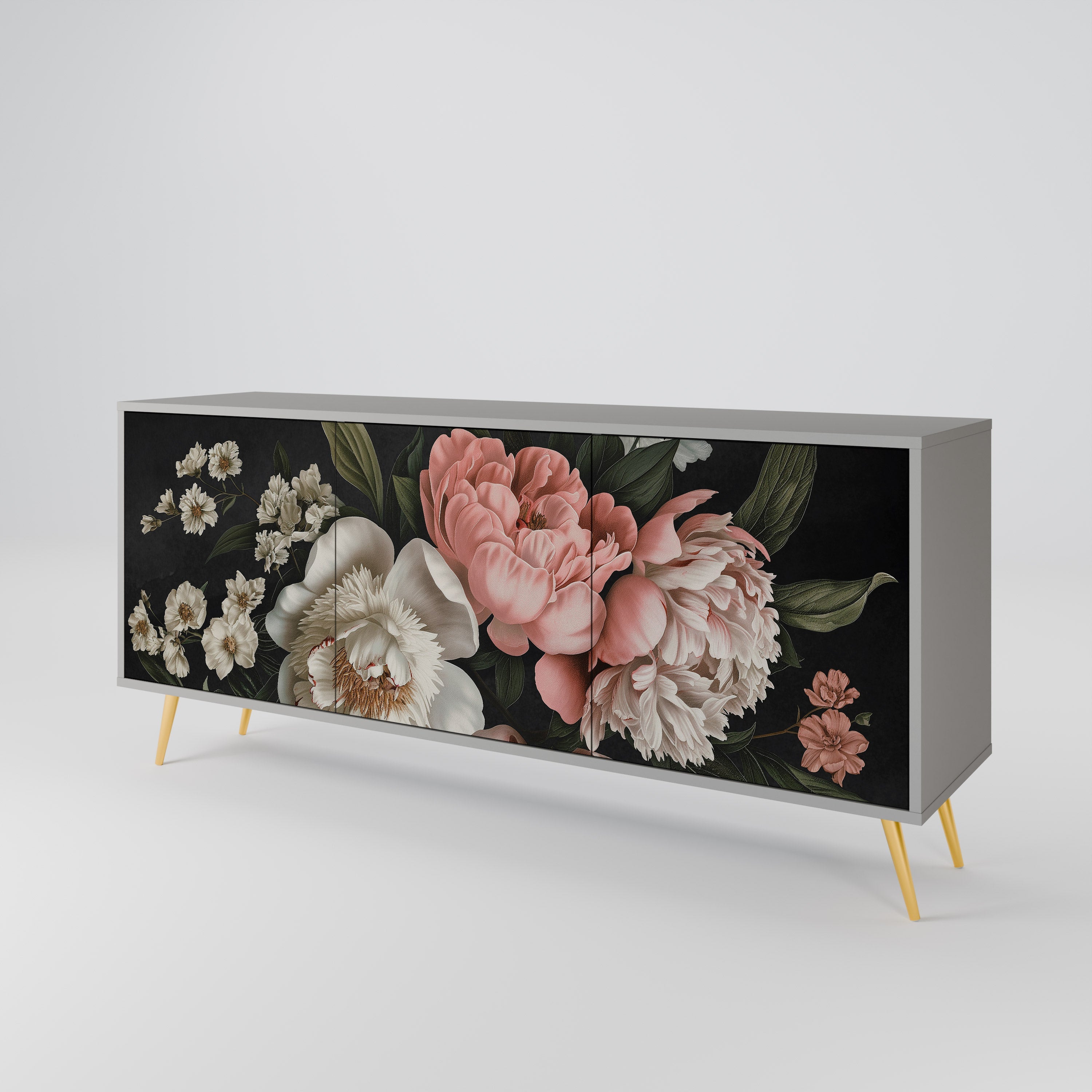LUSH ELEGANCE 3-türiges Sideboard in grauem Finish