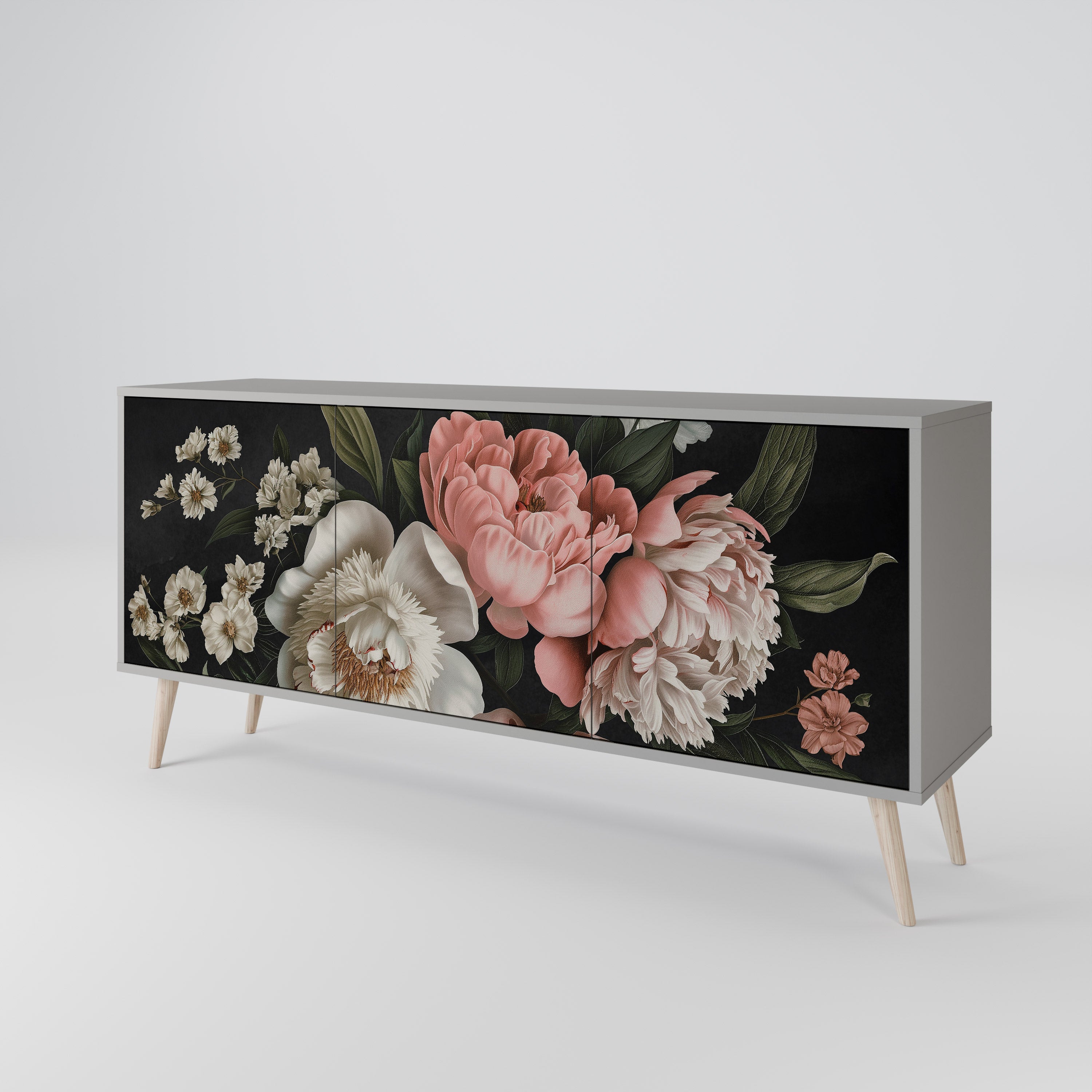 LUSH ELEGANCE 3-türiges Sideboard in grauem Finish