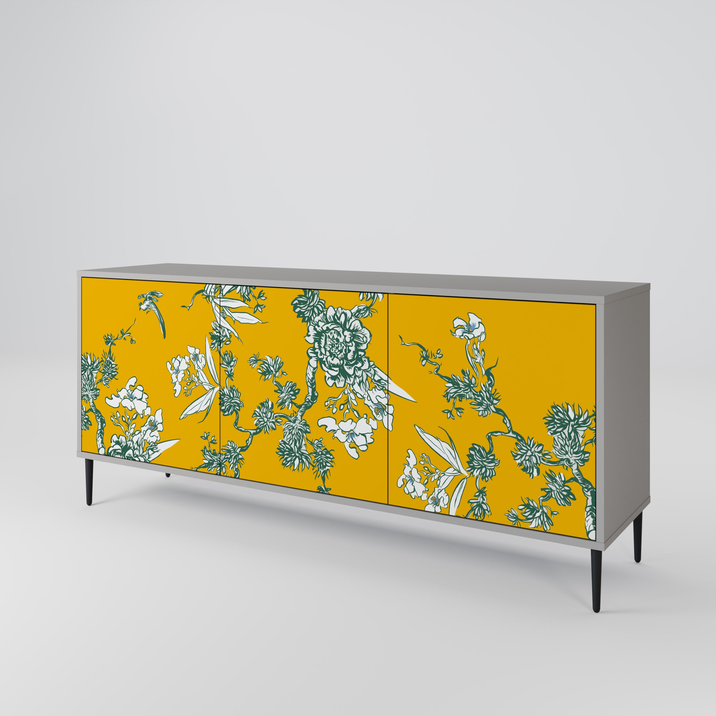 YELLOW CHINOISERIE 3-türiges Sideboard in grauem Finish