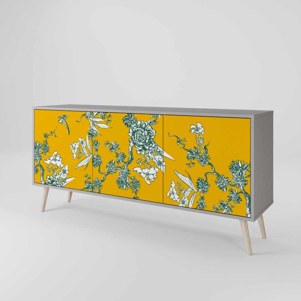 YELLOW CHINOISERIE 3-türiges Sideboard in grauem Finish
