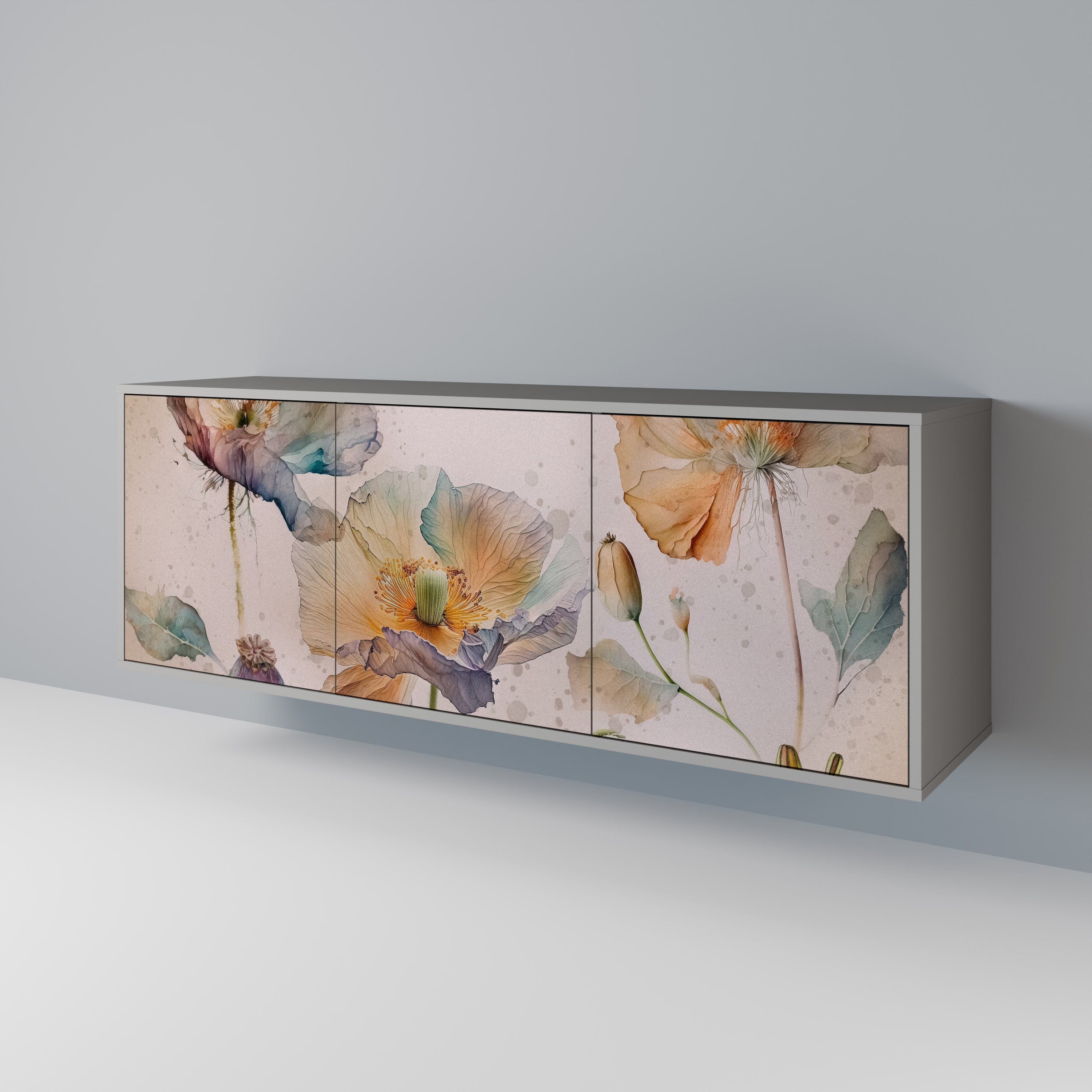 SOFTEN POPPY 3-türiges Sideboard in grauer Ausführung