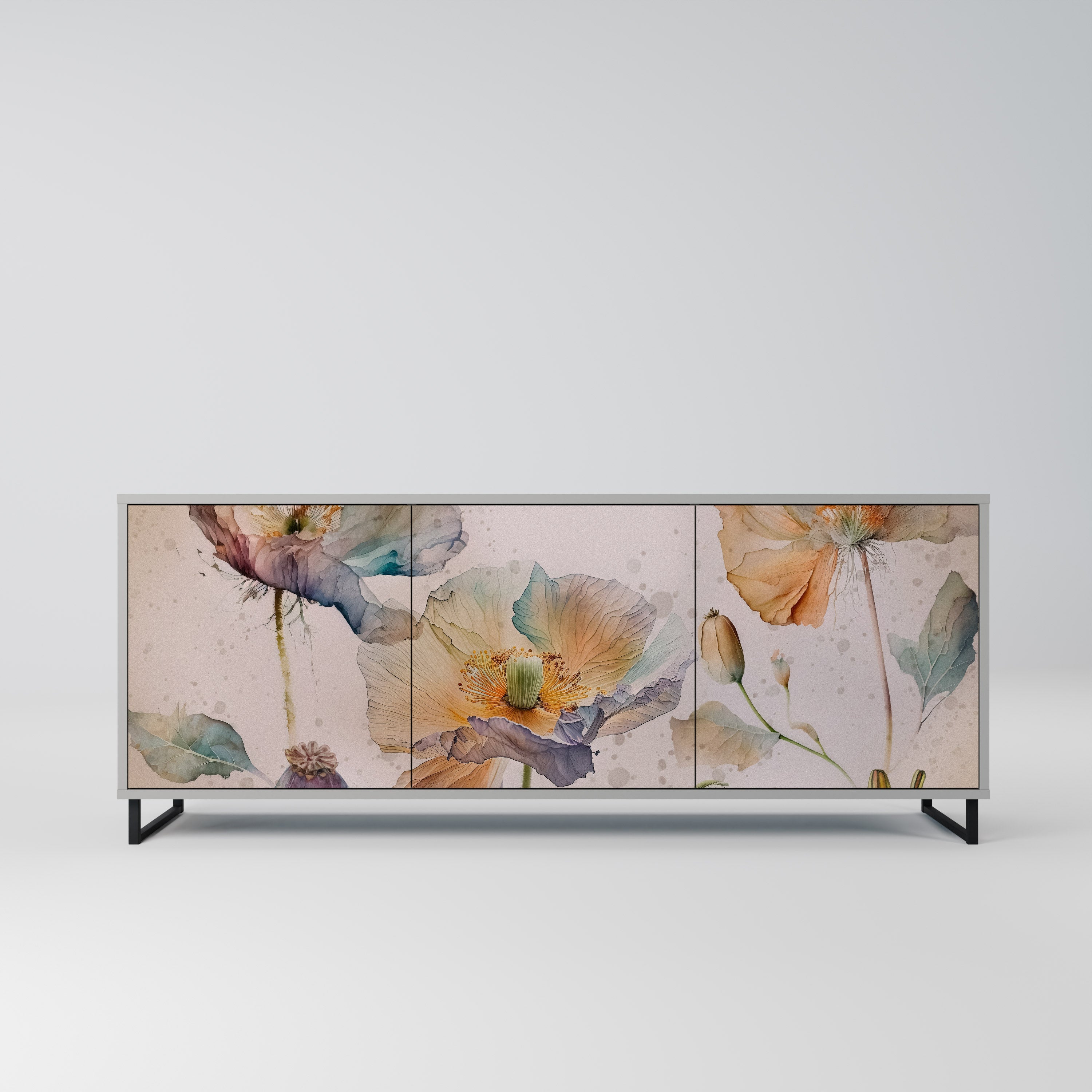 SOFTEN POPPY 3-türiges Sideboard in grauer Ausführung